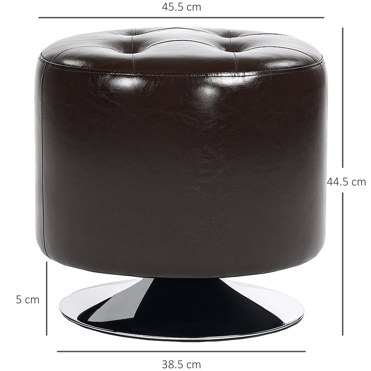 HOMCOM 360° Swivel Foot Stool PU Footstool with Thick Padding Brown