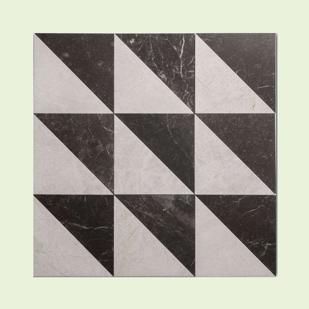 Honed Marble Chequerboard Tiles - Fitz Collection Triangle