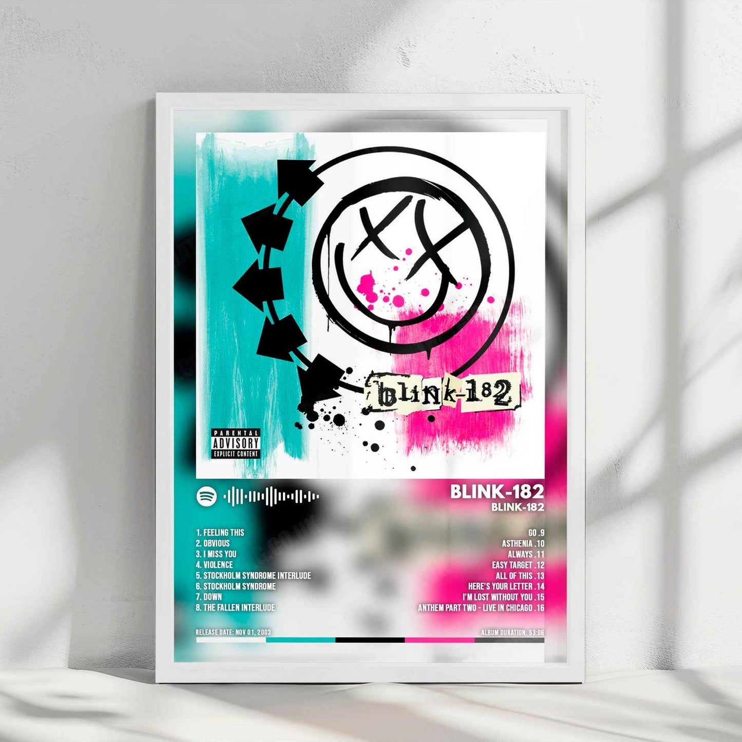 BLINK-182 - "BLINK-182" Cover Poster - with Complete Tracklist