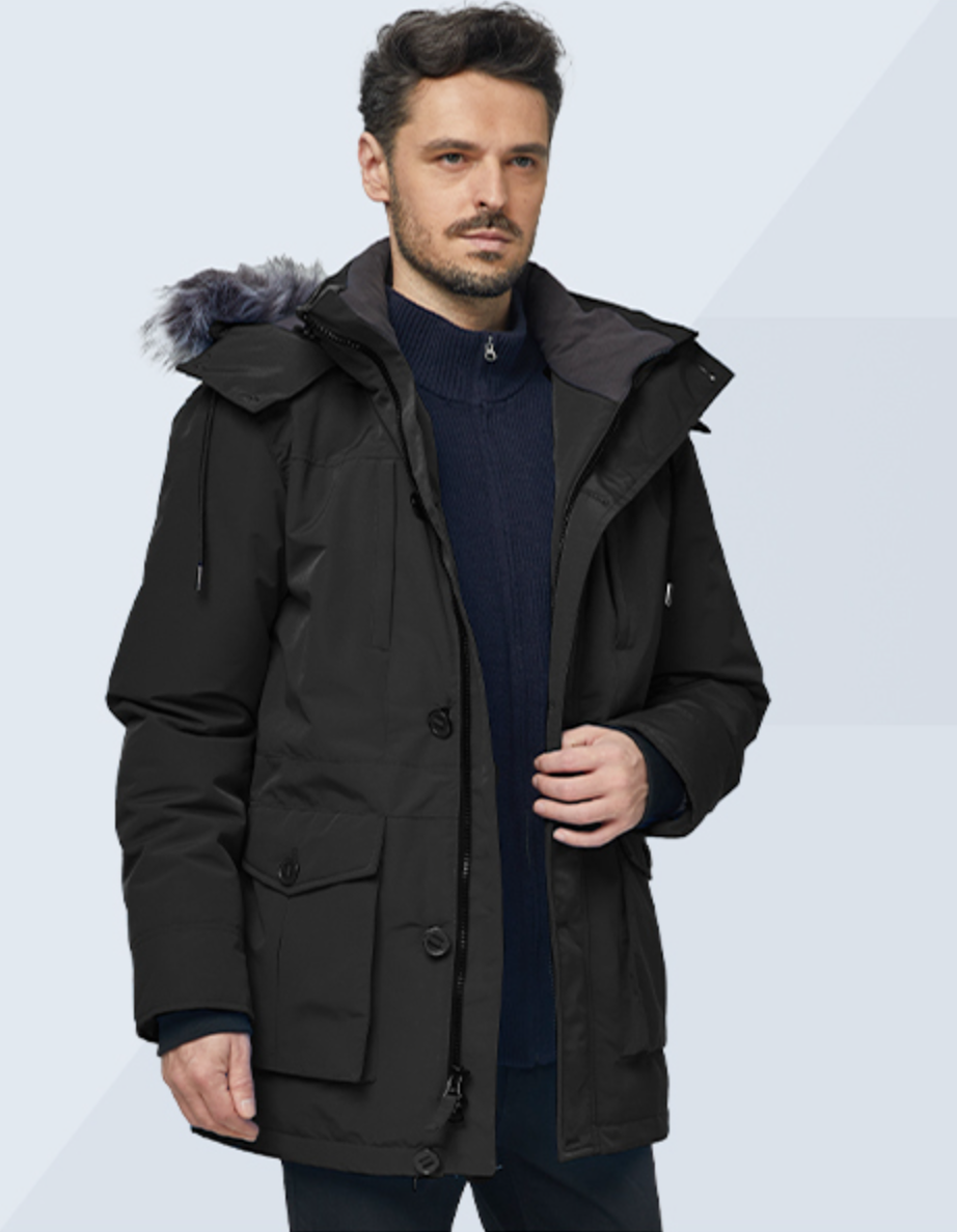 Mens Winter Puffer Coat Warm Windproof Hooded Parka Black Size L CHINMOON