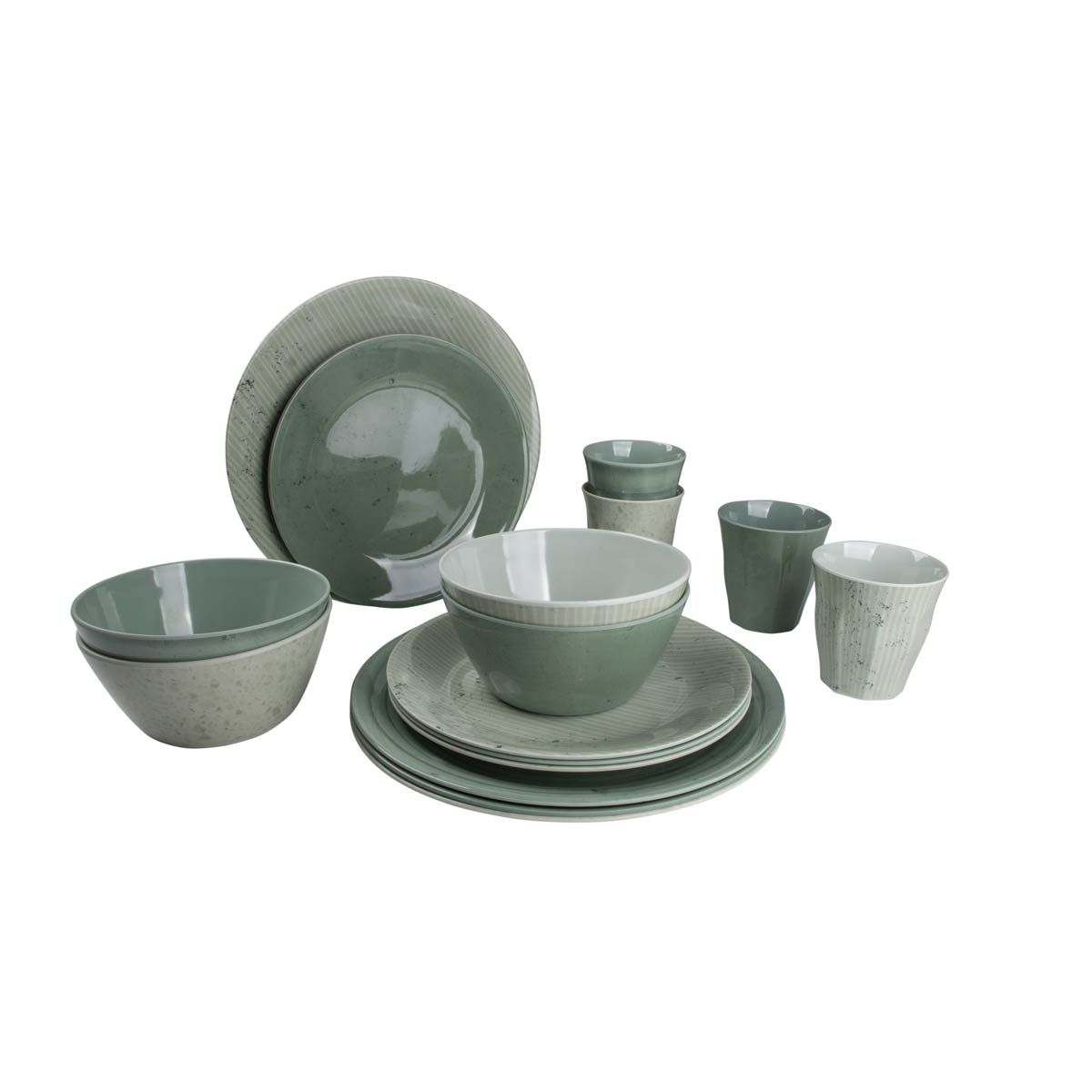 Bo-Camp Tableware Mix & Match Melamine (16 Pieces / Green)