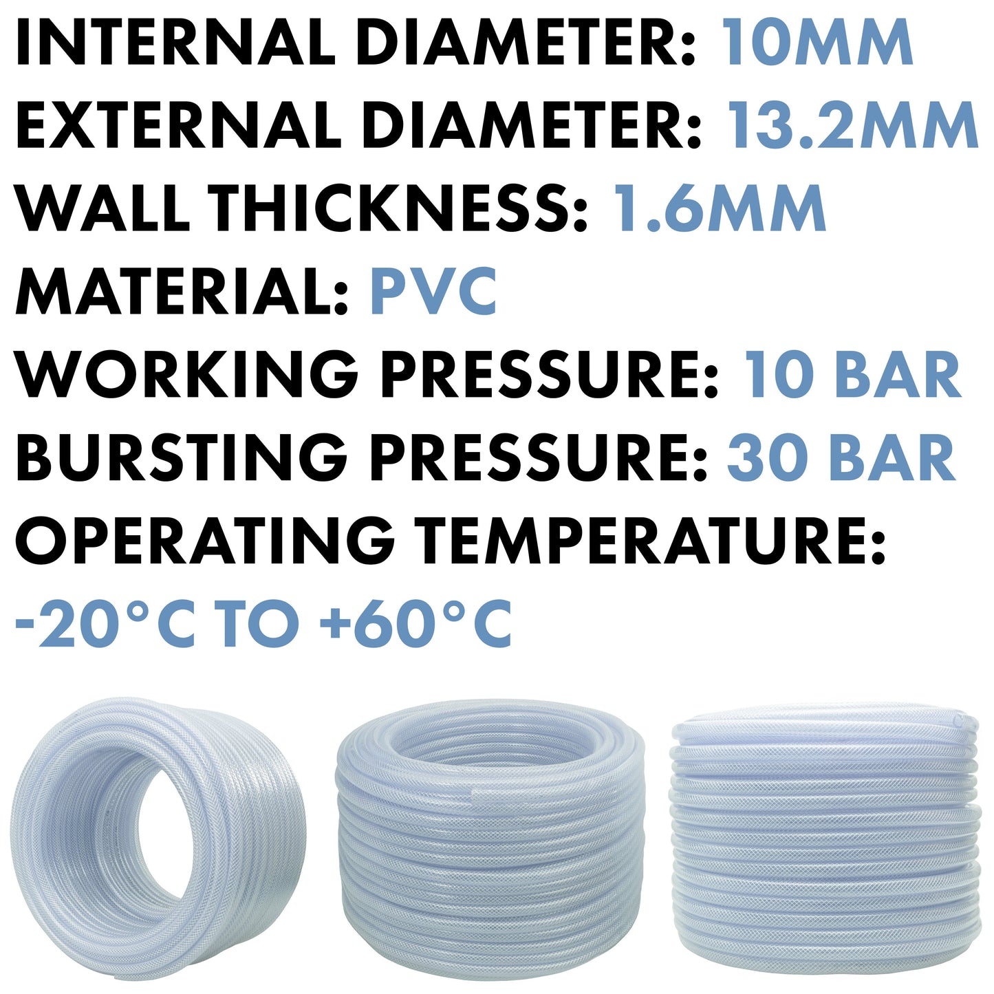 Clear Braided PVC Pipe 10mm*1.6mm