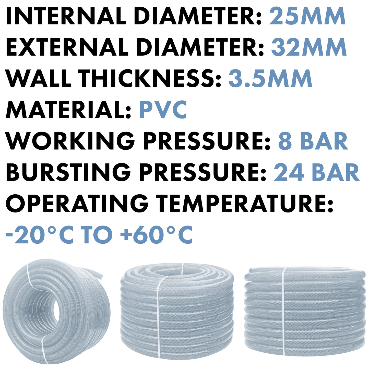 Clear Braided PVC Pipe 25mm*3.5mm Pipe and Water Fitting Garden Water Connector
