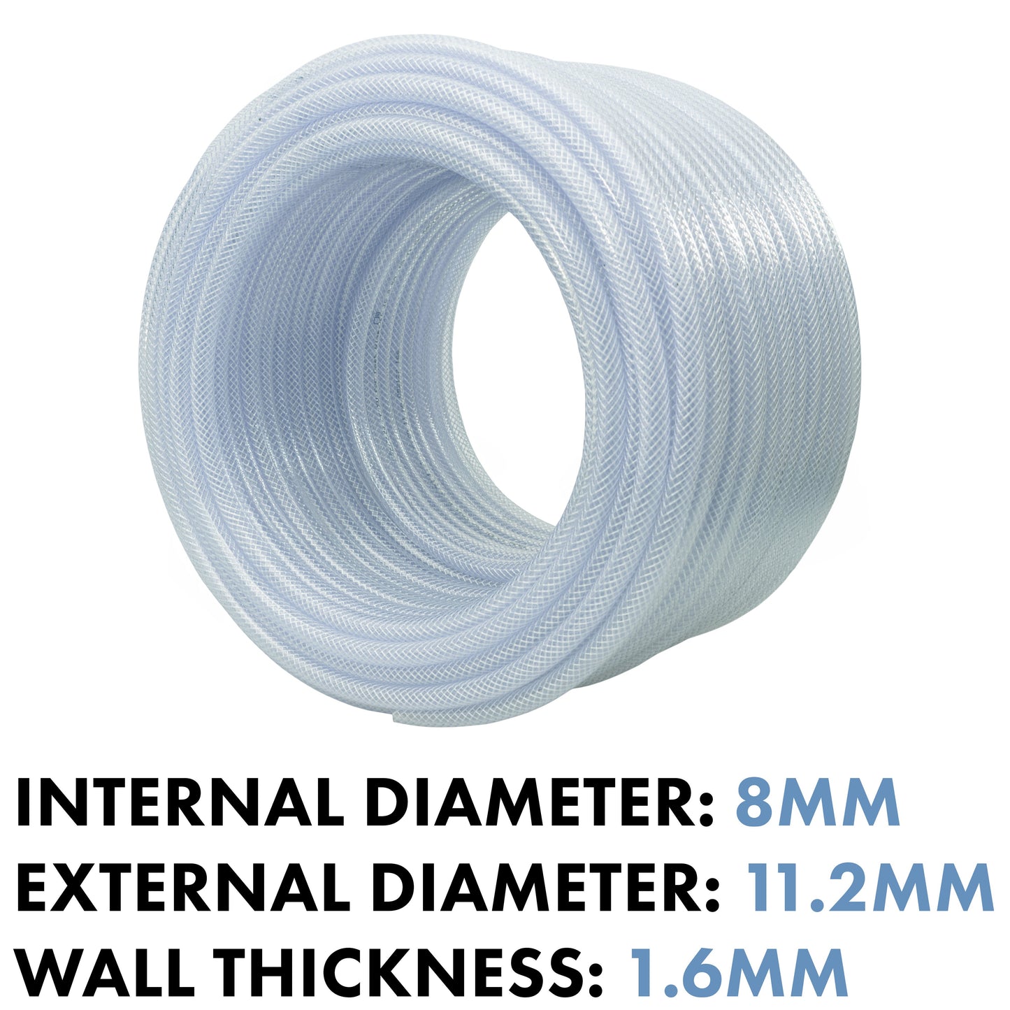 Clear Braided PVC Pipe 8mm*1.6mm Pipe and Water Fitting Garden Water Connector