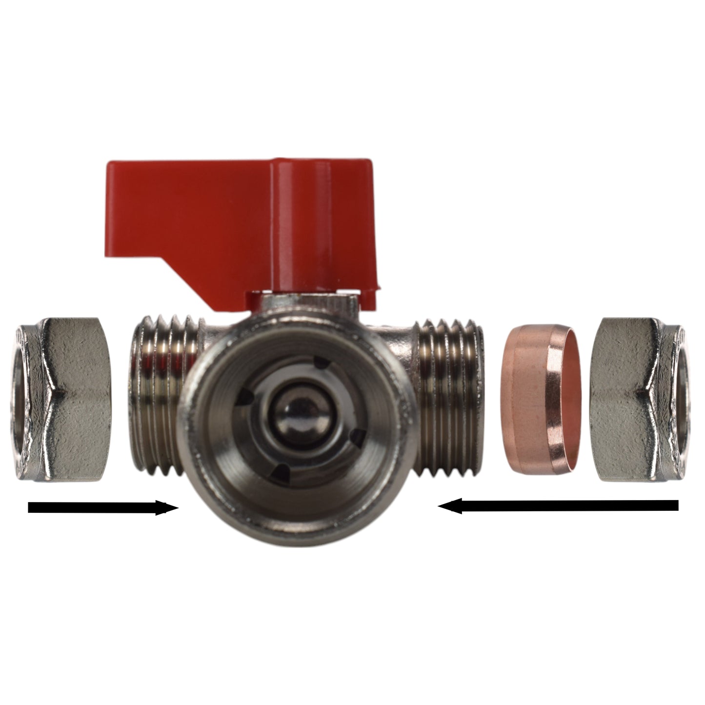 Brass Compression Tee Valve 15mm - ¾” BSP Male
