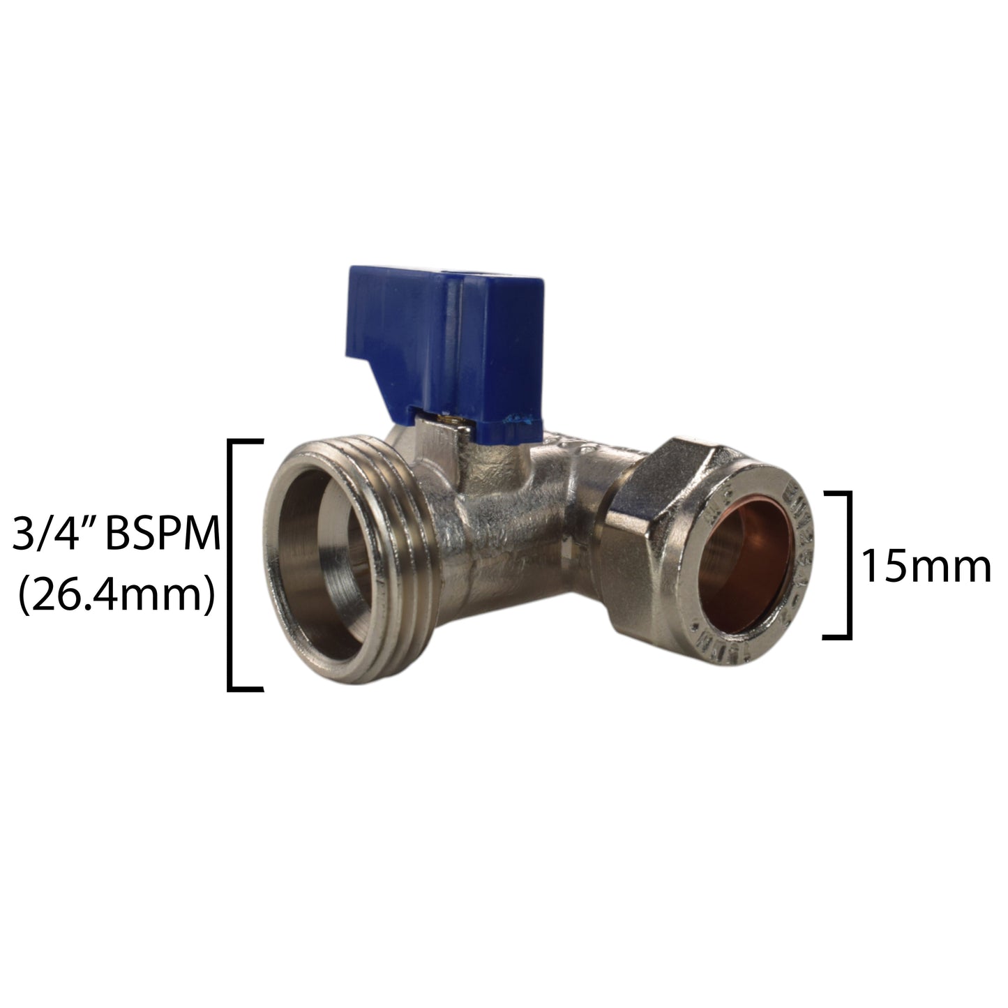 Brass Compression Tee Valve 15mm - ¾” BSP Male