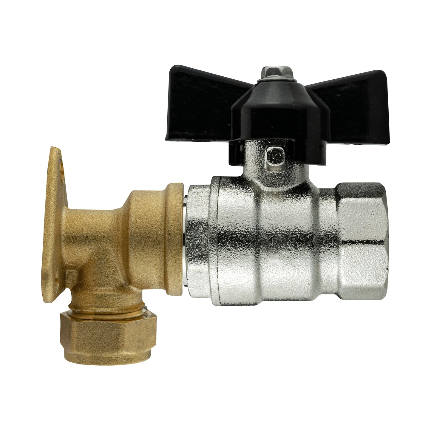 15mm Brass Wall Flange Kit with 1/2in BSP Bib Valve for DIY Workshop Accessory