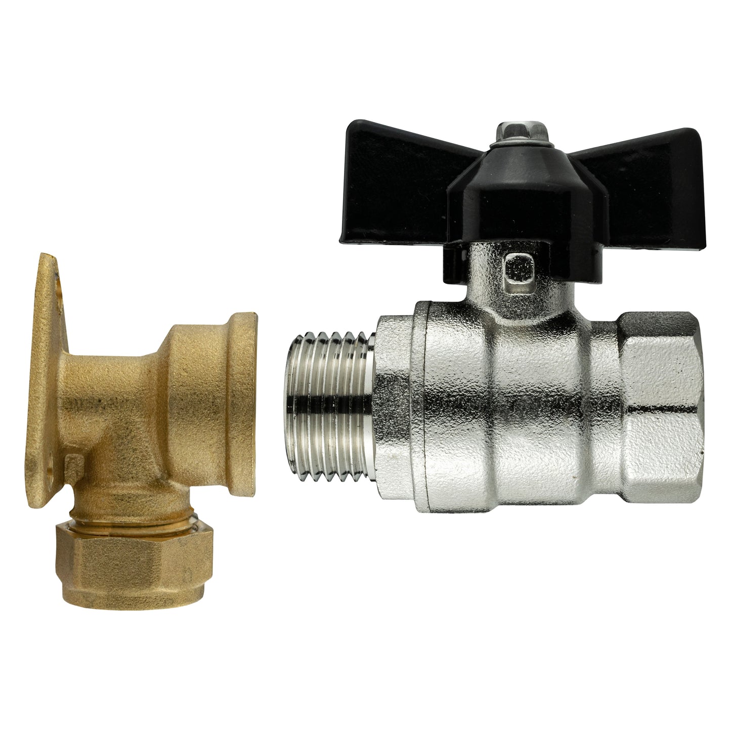 15mm Brass Wall Flange Kit with 1/2in BSP Bib Valve for DIY Workshop Accessory