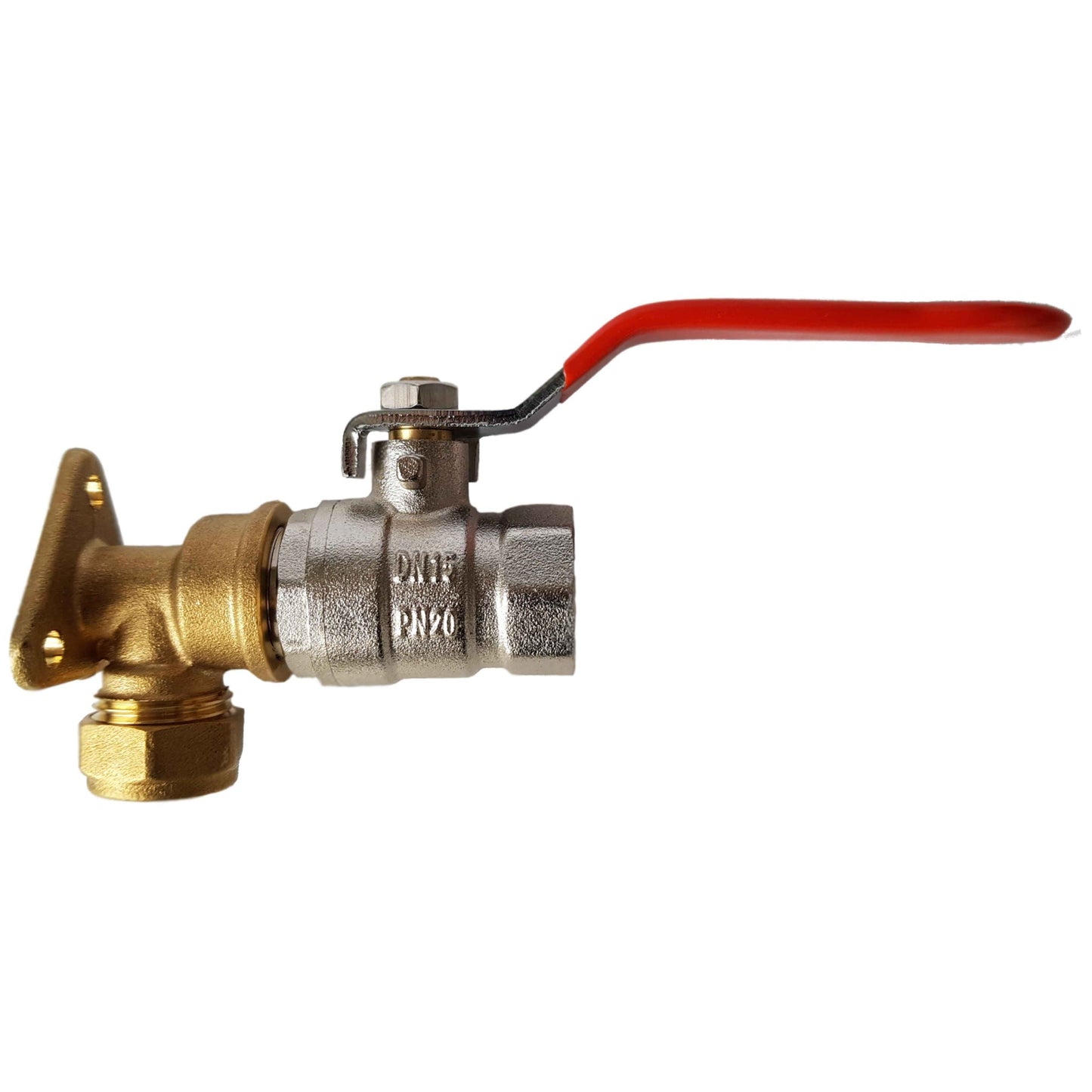 15mm Brass Wall Flange Kit with 1/2" BSP Lever Valve