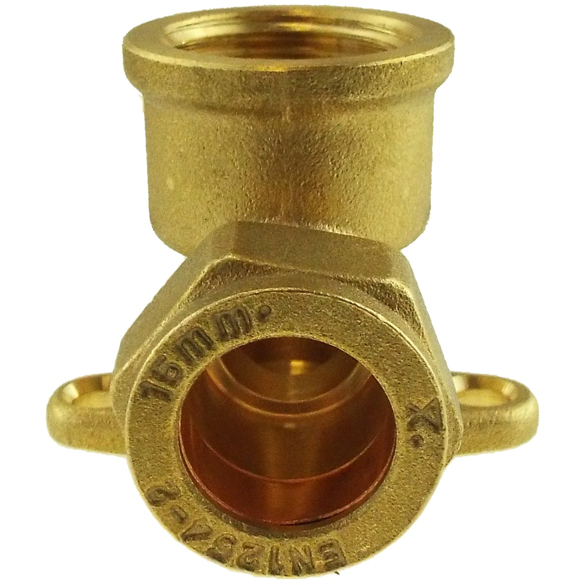 15mm Brass Wall Flange Kit with Grey Dial Tap + Two-Way Splitter