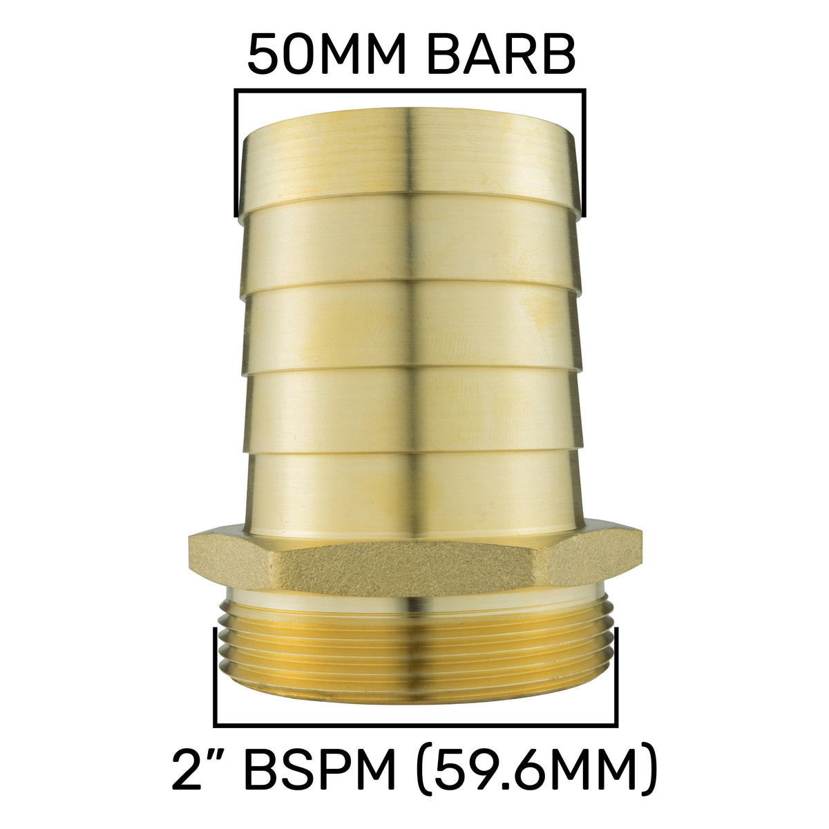 Brass Straight Joiner 50mm - 2in BSPM Brass Water Fitting DIY Workshop Accessory