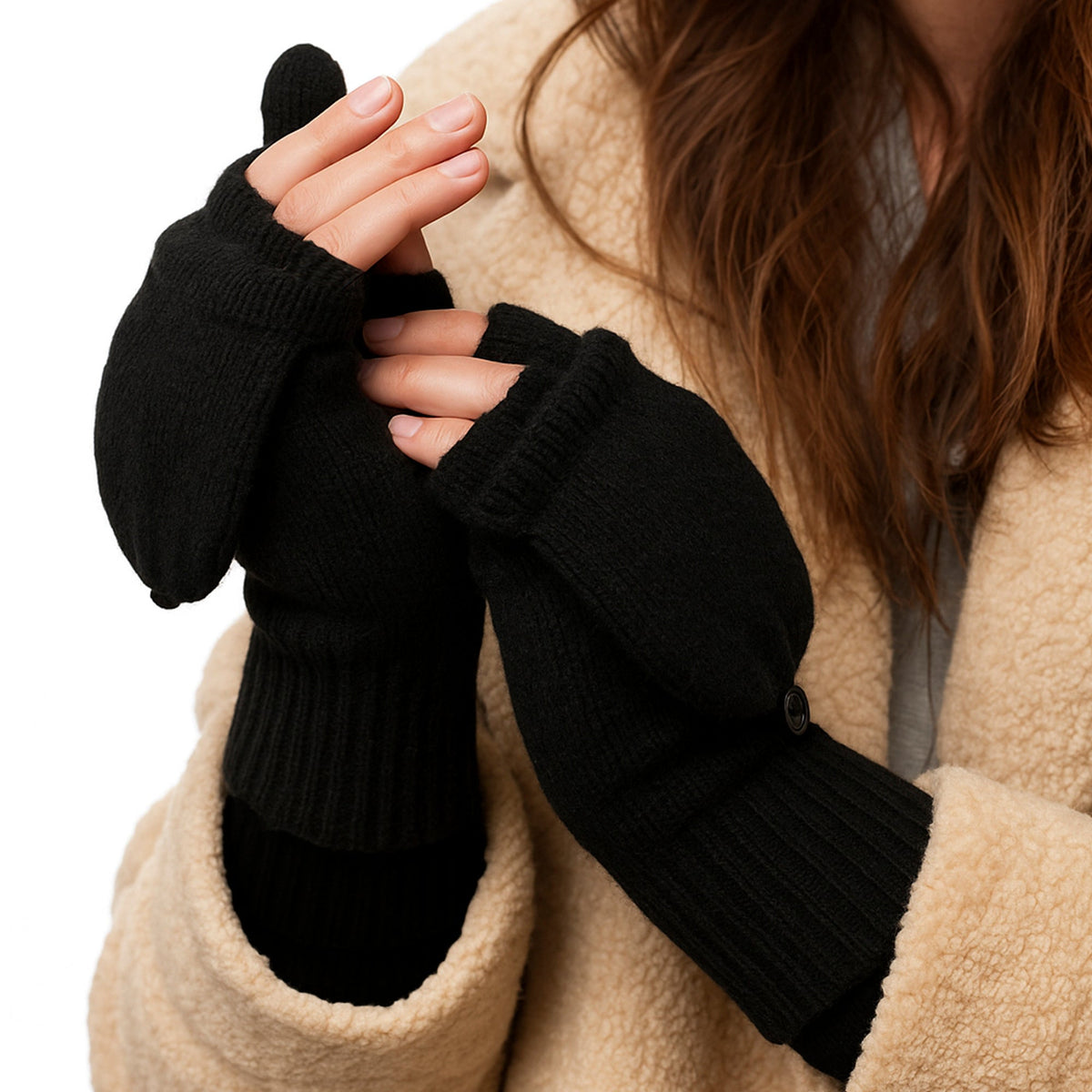 Ladies Mens Thermal Converter Mittens Gloves with Fingerless Option