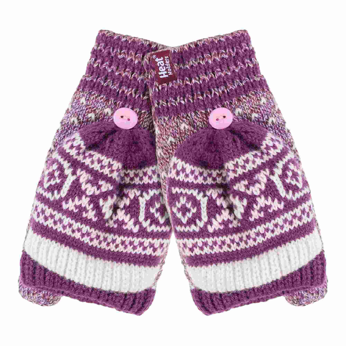 Ladies Warm Fairisle Patterned Thermal Fingerless Converter Gloves