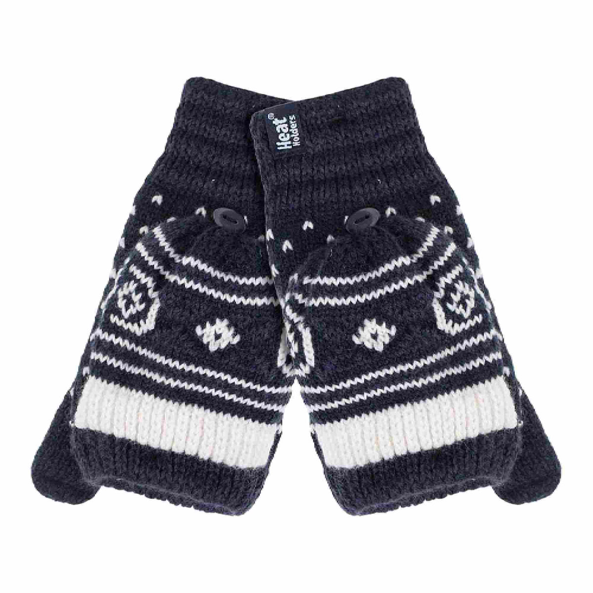 Ladies Warm Fairisle Patterned Thermal Fingerless Converter Gloves