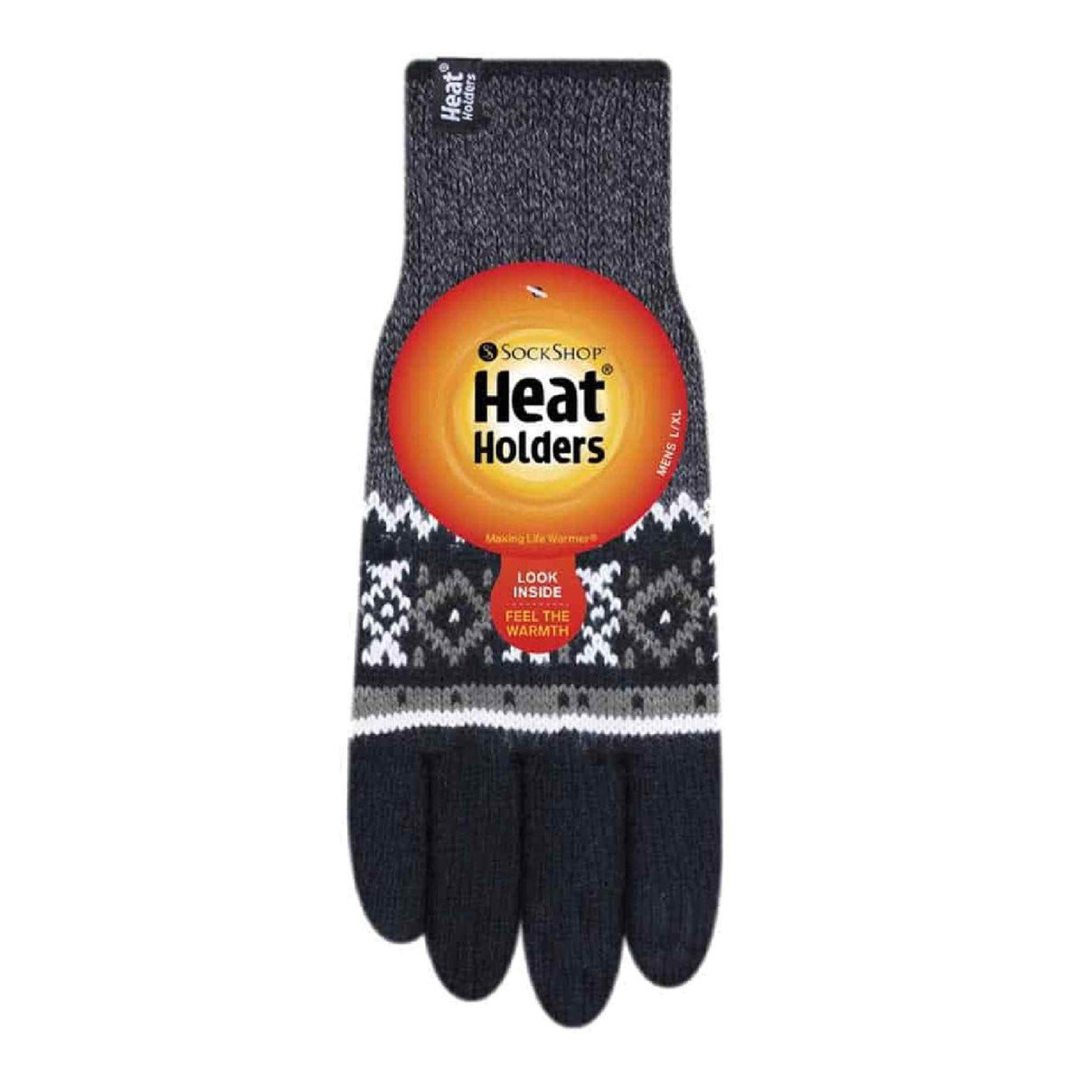 Mens Nordic Fairisle Knitted Fleece Lined Winter Thermal Gloves