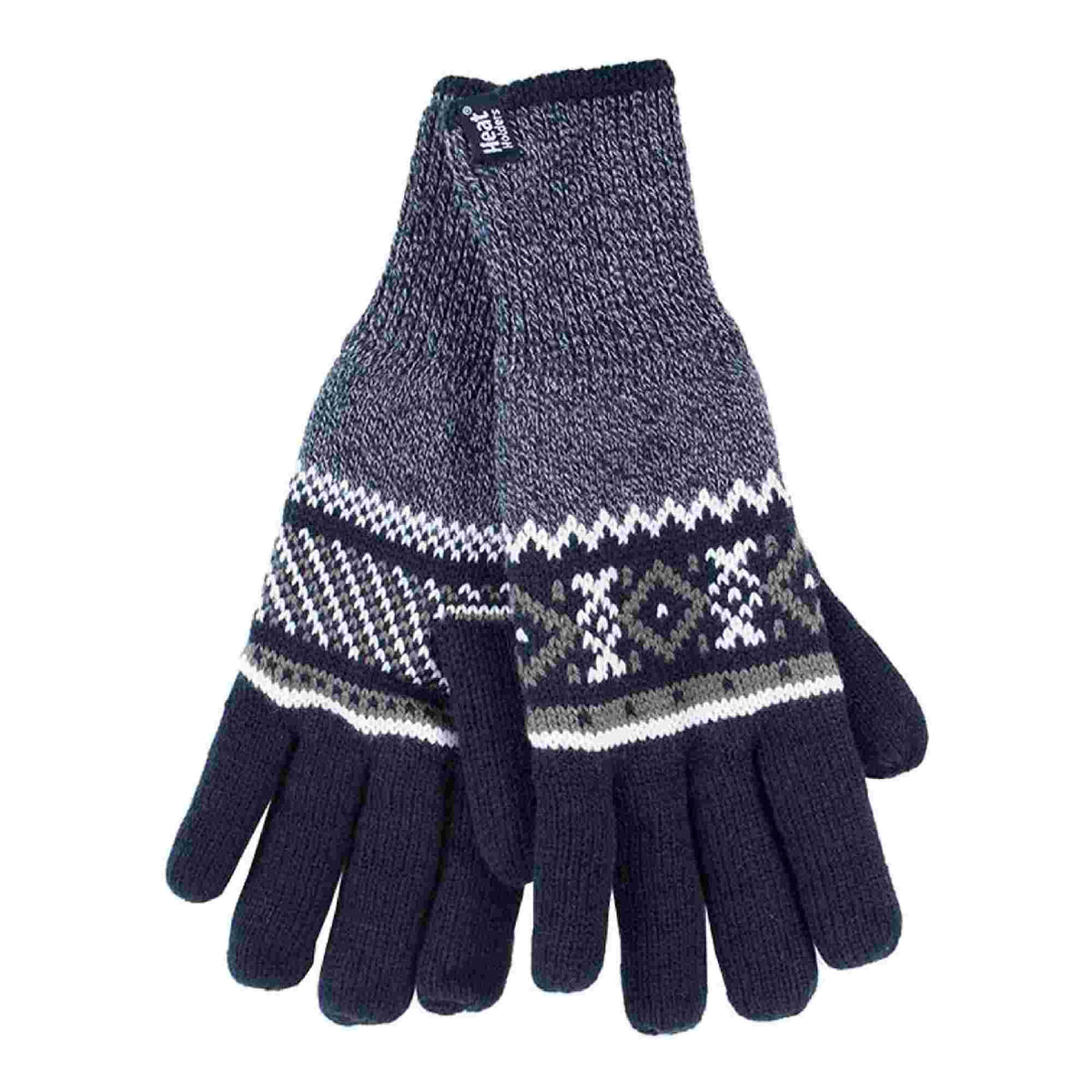Mens Nordic Fairisle Knitted Fleece Lined Winter Thermal Gloves