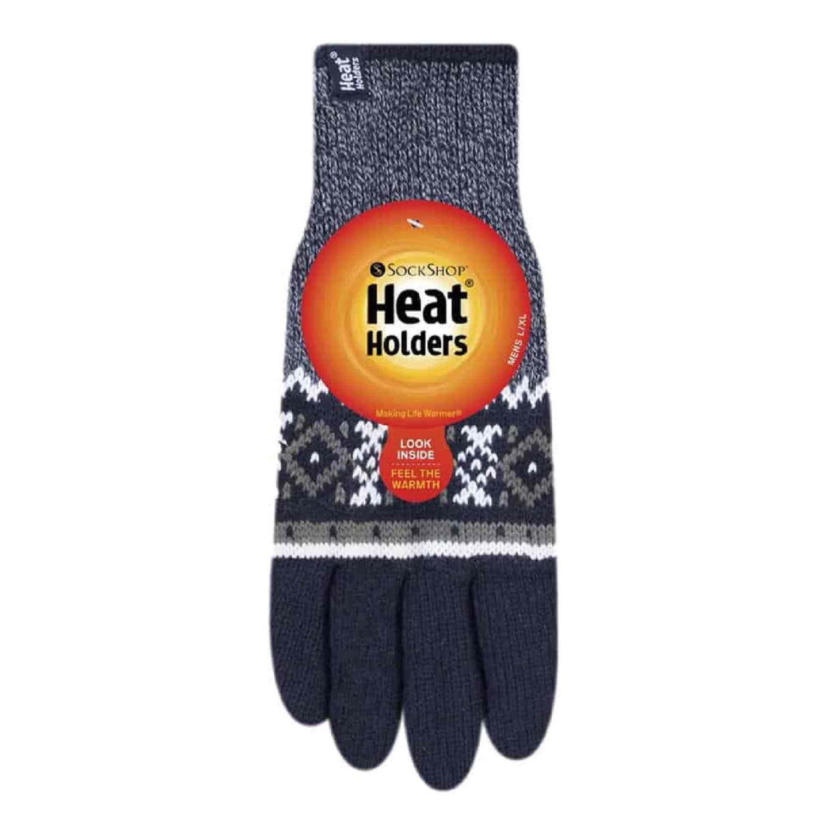 Mens Nordic Fairisle Knitted Fleece Lined Winter Thermal Gloves