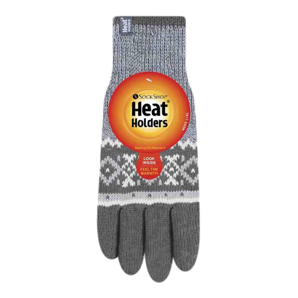 Mens Nordic Fairisle Knitted Fleece Lined Winter Thermal Gloves