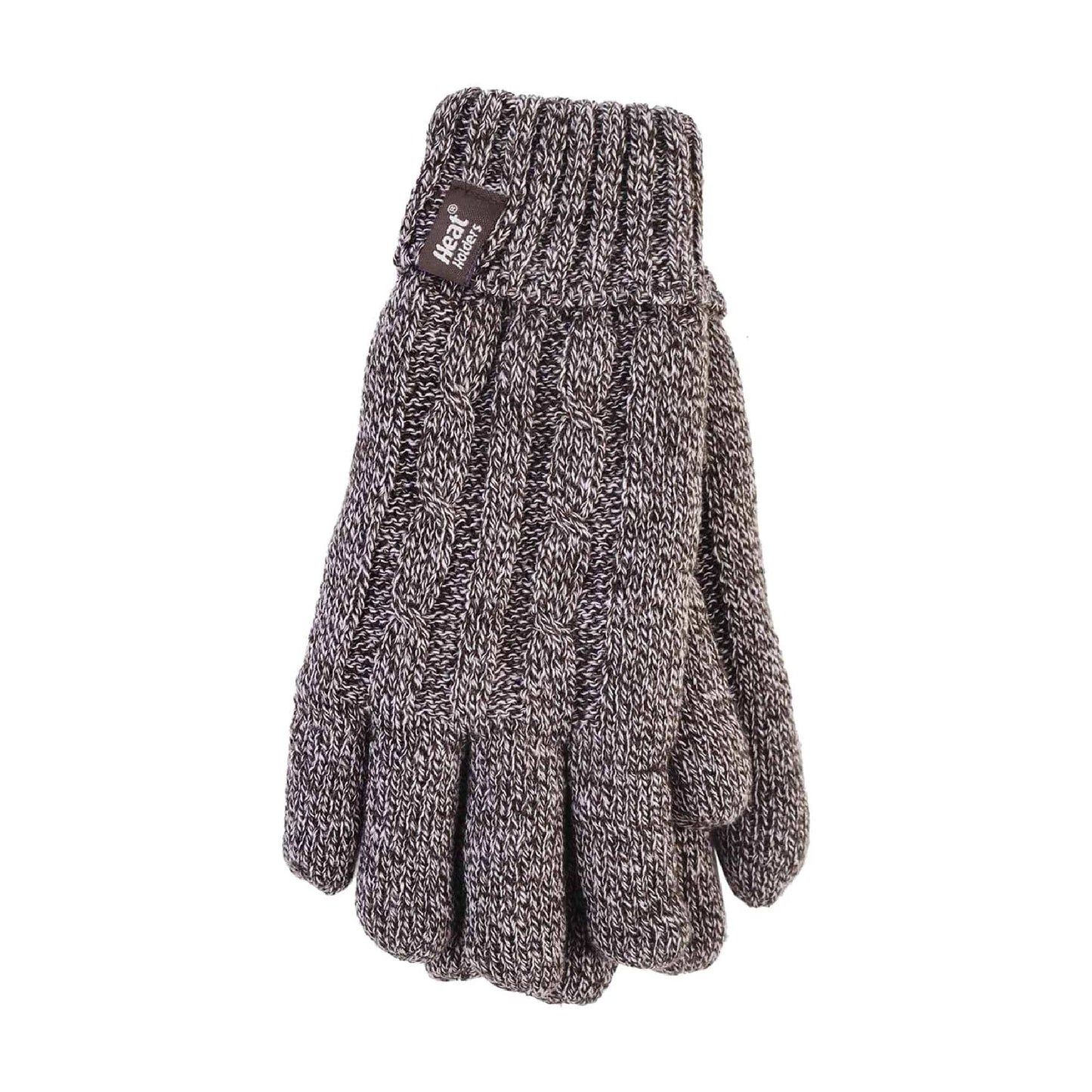 Ladies Cable Knit 2.3 Tog Fleece Lined Thermal Winter Gloves