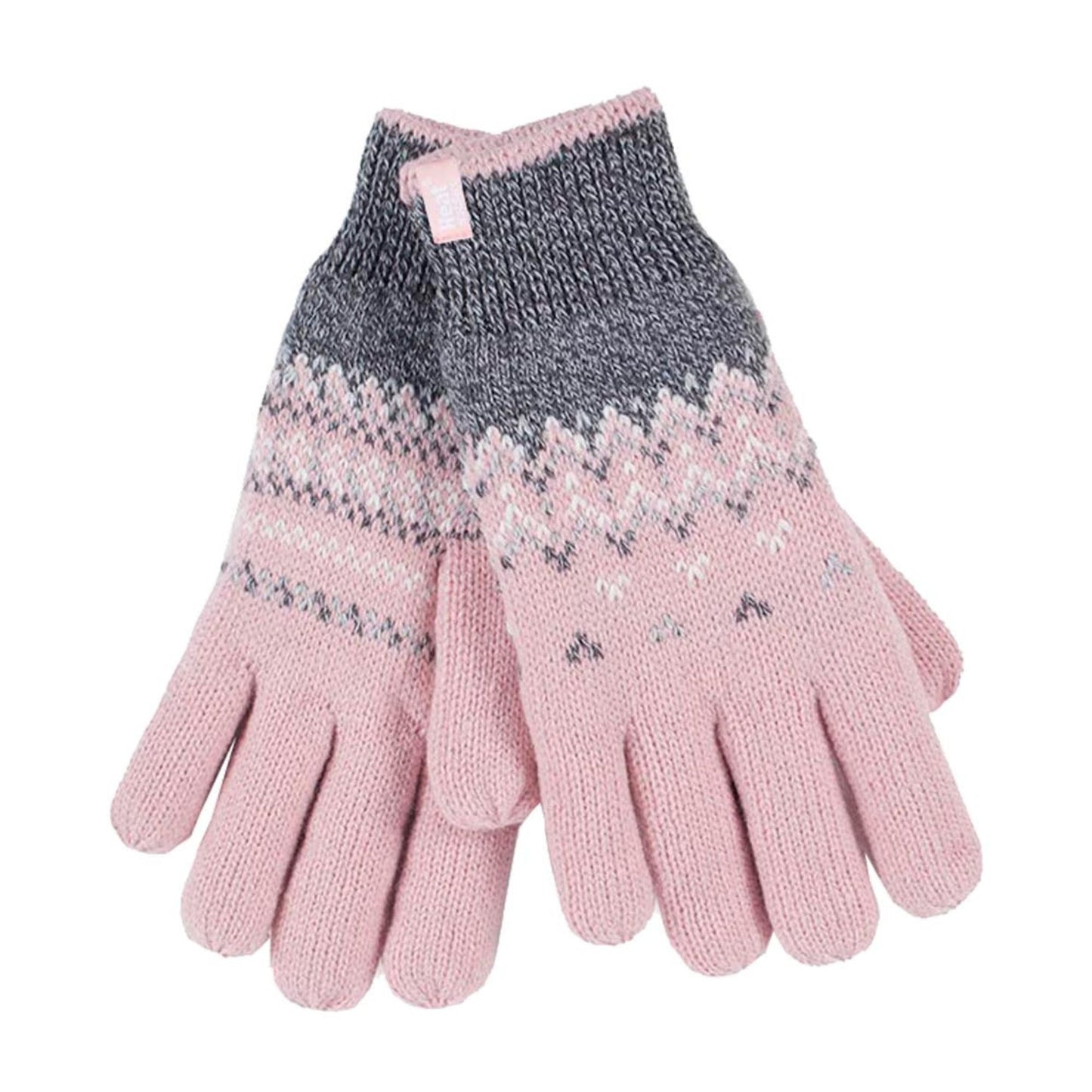 Ladies Fairisle Fleece Lined Knitted Warm Winter Thermal Gloves