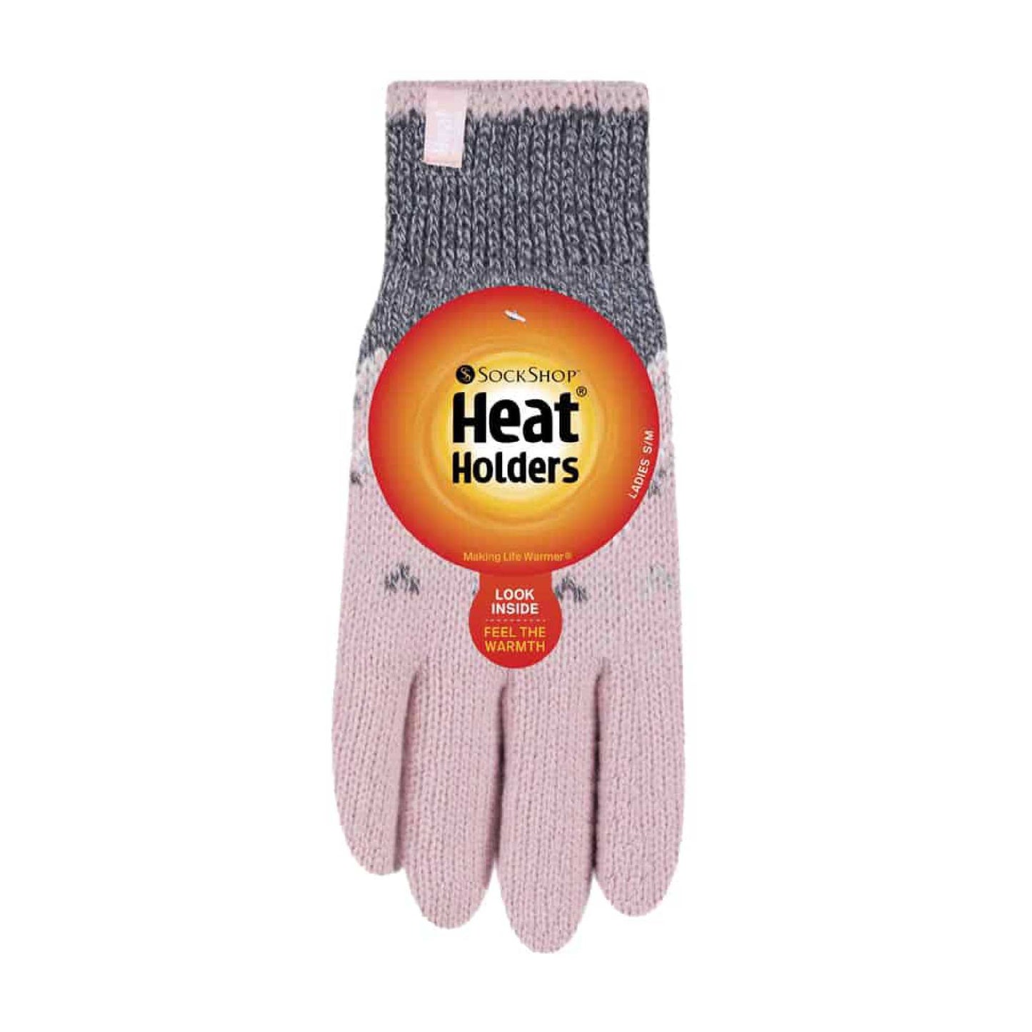 Ladies Fairisle Fleece Lined Knitted Warm Winter Thermal Gloves