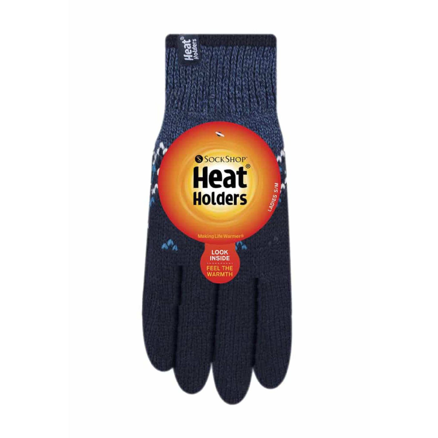 Ladies Fairisle Fleece Lined Knitted Warm Winter Thermal Gloves