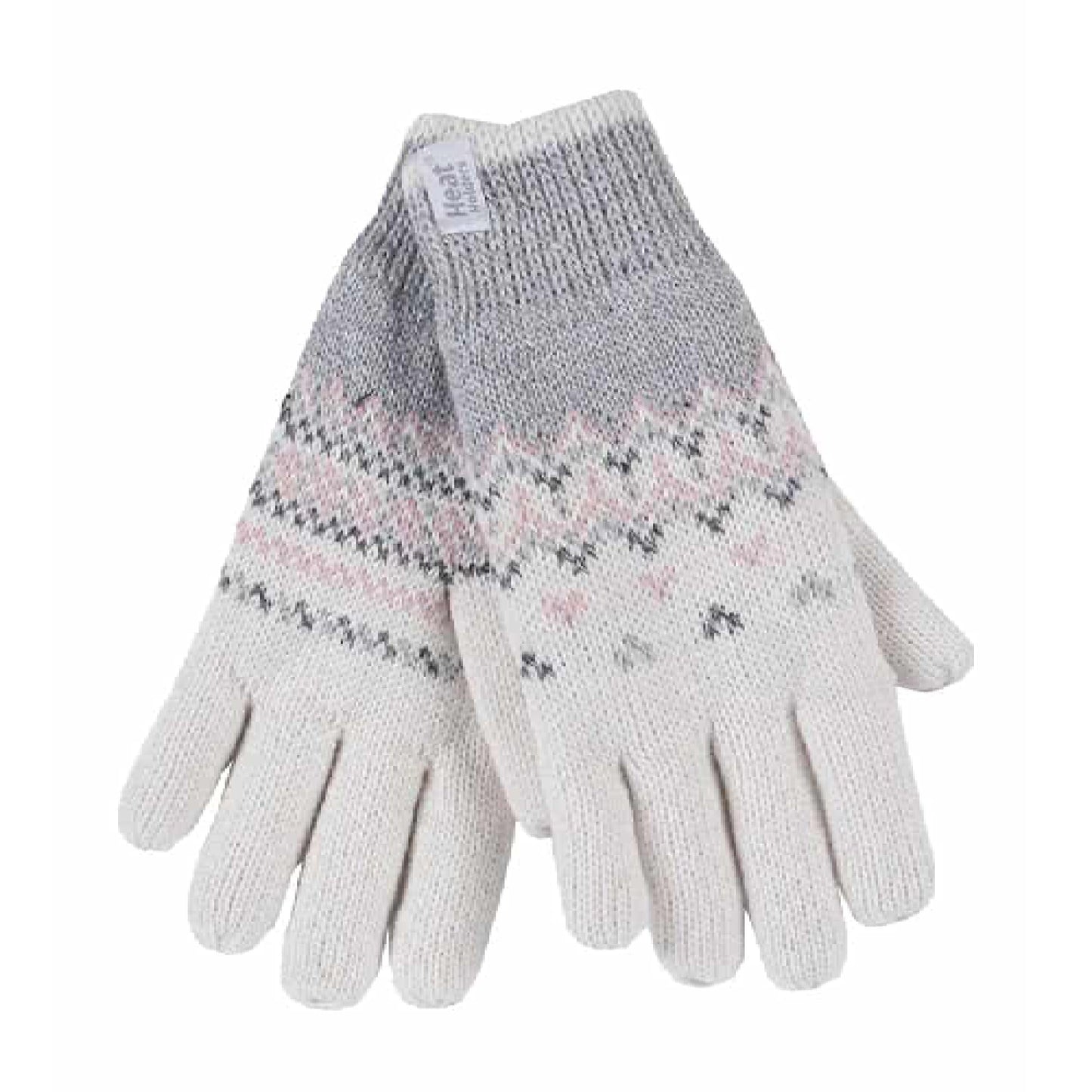 Ladies Fairisle Fleece Lined Knitted Warm Winter Thermal Gloves
