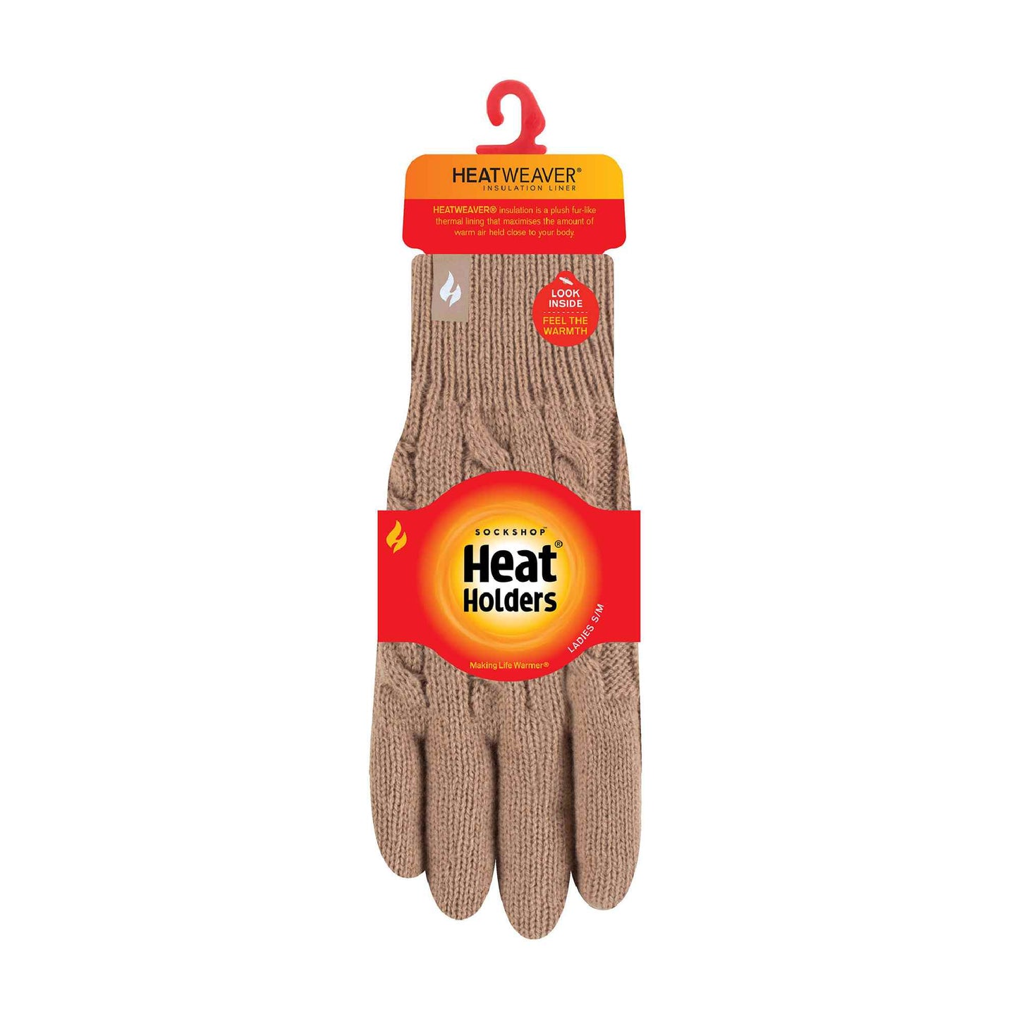 Ladies Cable Knit 2.3 Tog Fleece Lined Thermal Winter Gloves