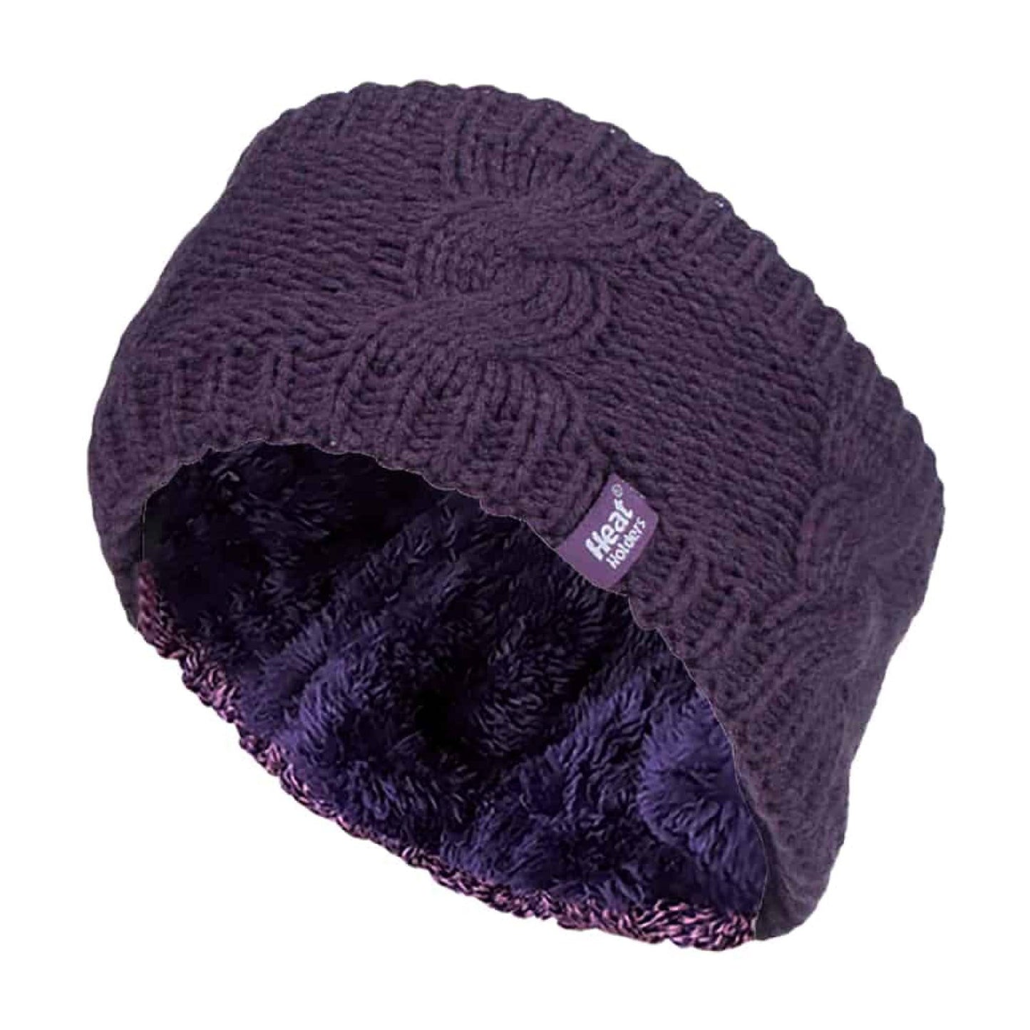 Ladies Cable Knitted Fleece Lined Thermal Winter Ear Warmer Headband
