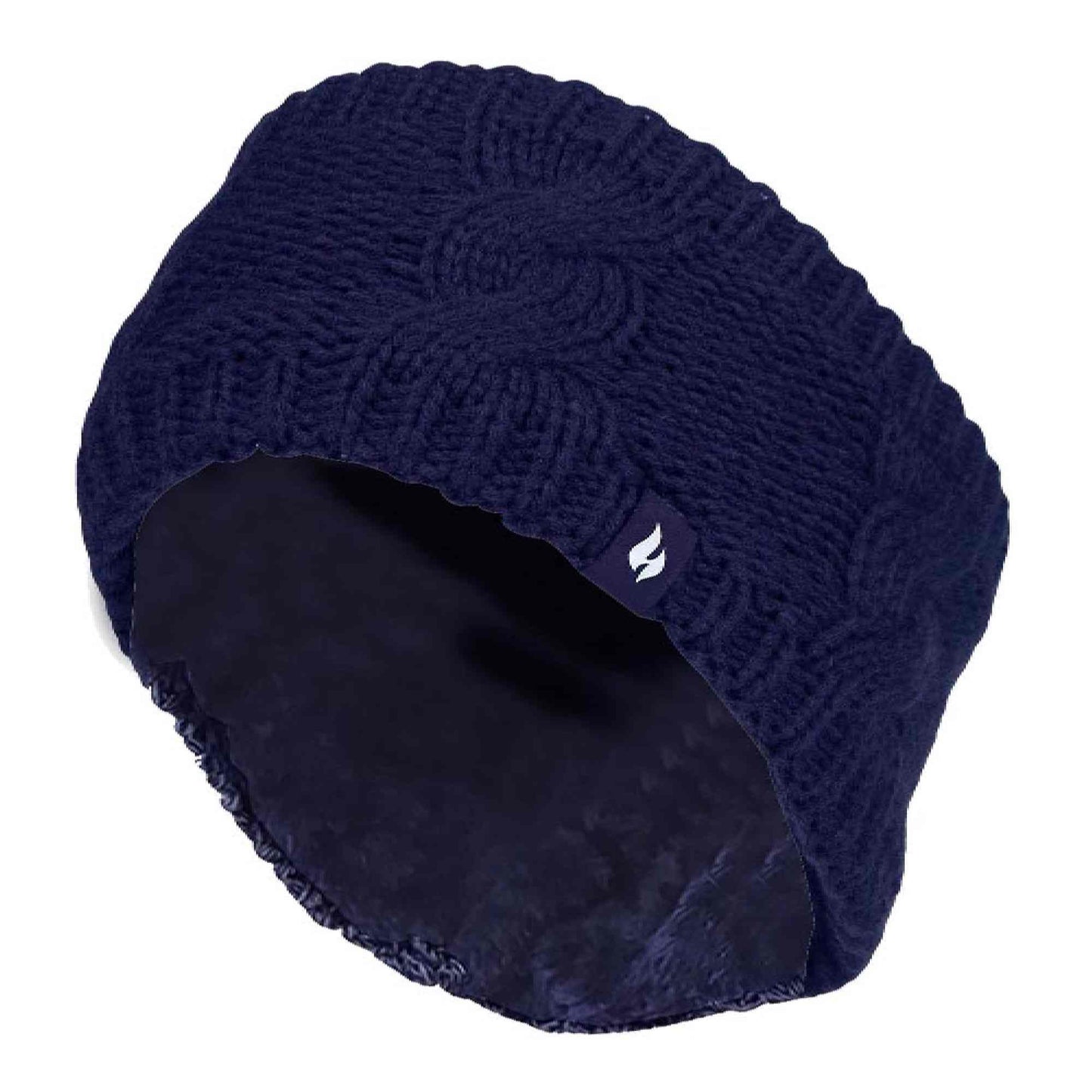 Ladies Cable Knitted Fleece Lined Thermal Winter Ear Warmer Headband