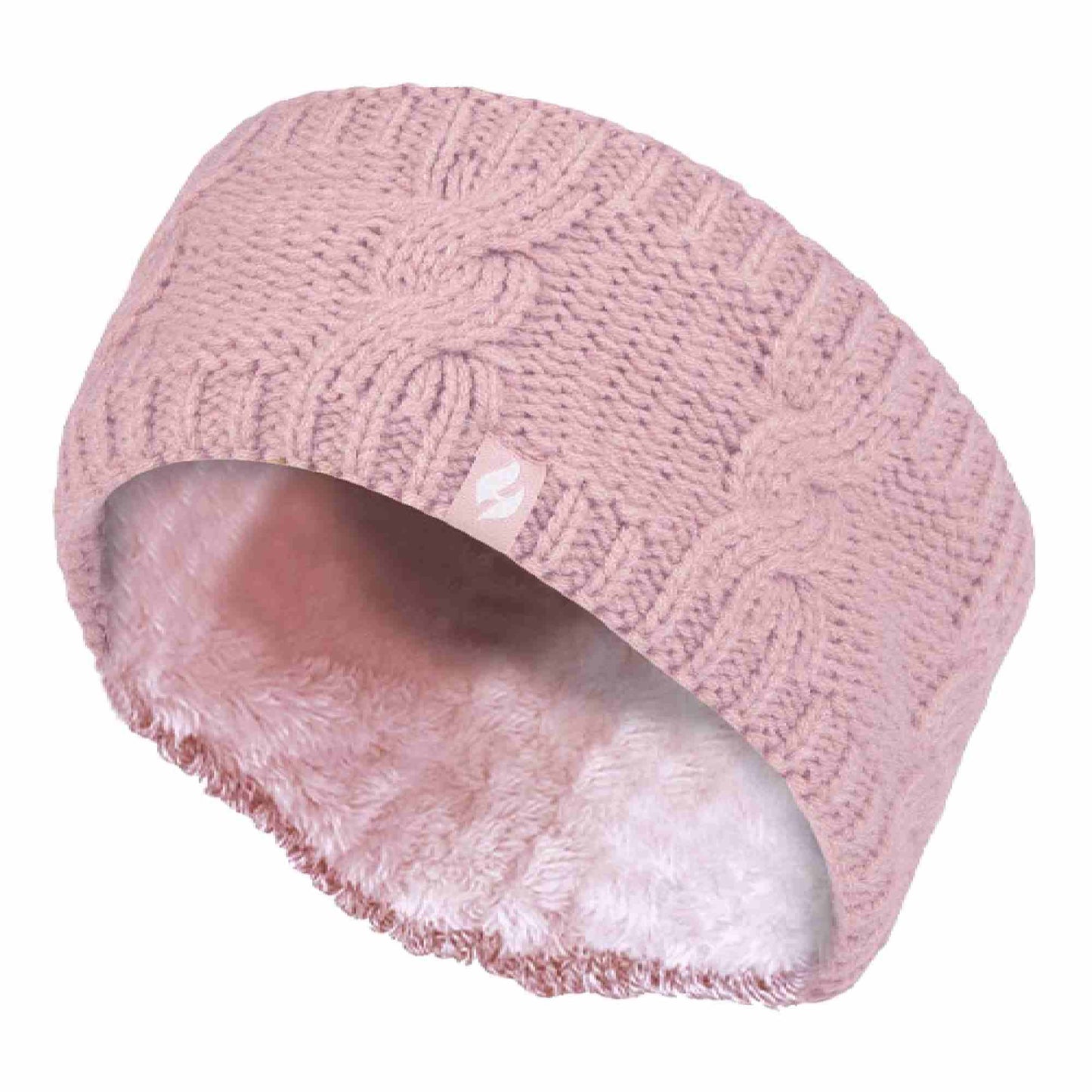 Ladies Cable Knitted Fleece Lined Thermal Winter Ear Warmer Headband