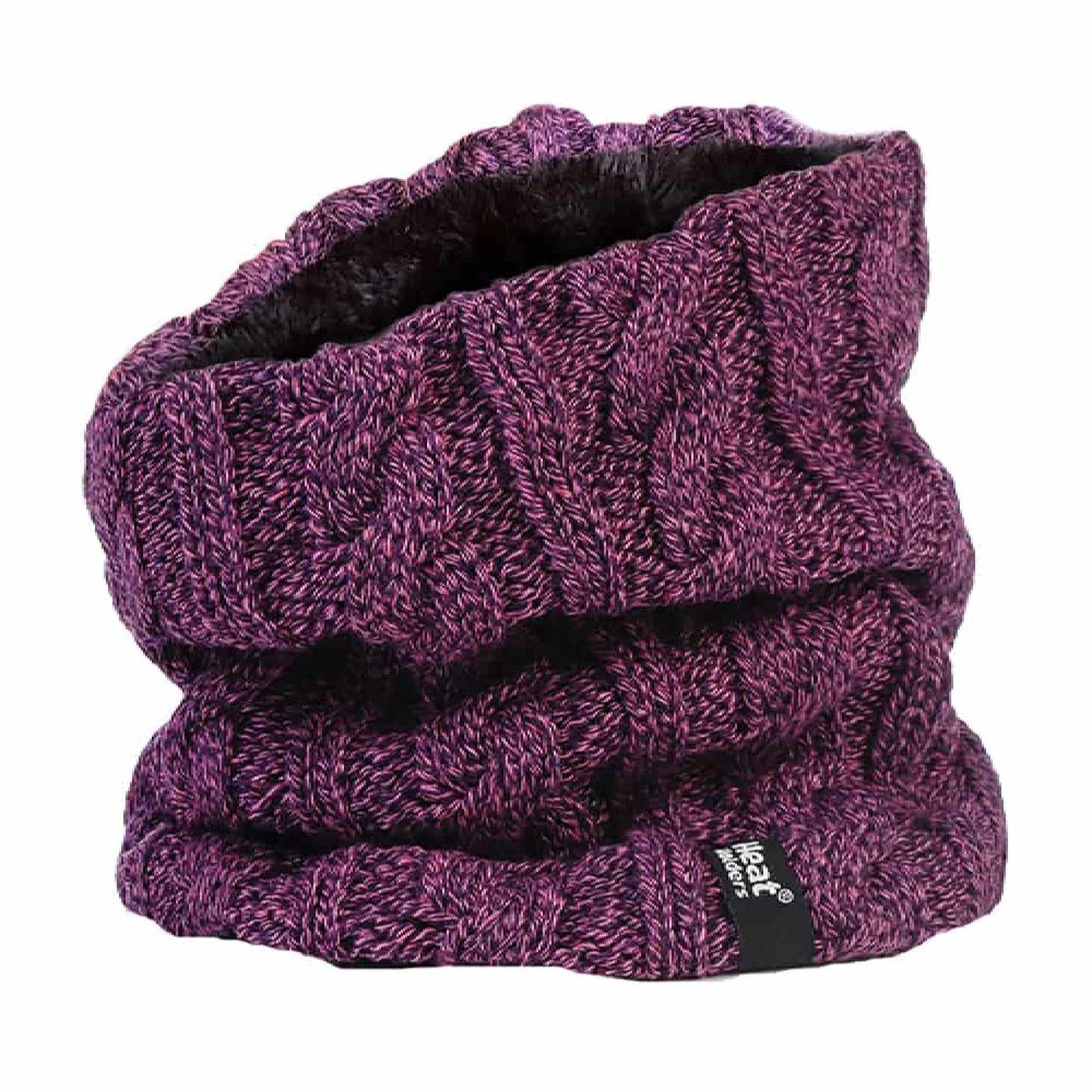 Ladies Cable Knit Winter Fleece Lined Thermal Neck Warmer