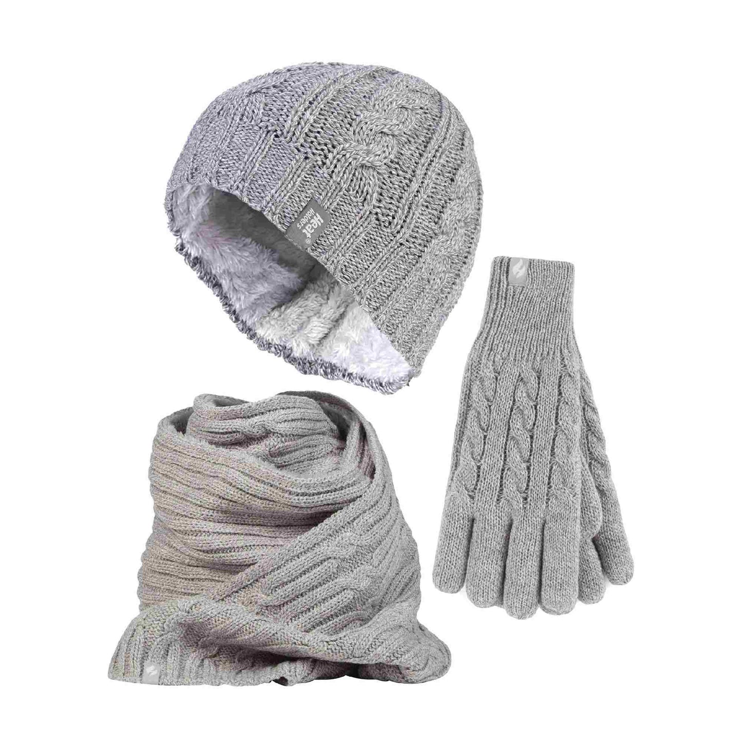 Ladies Knitted Thermal Hat Scarf & Gloves Set for Cold Weather