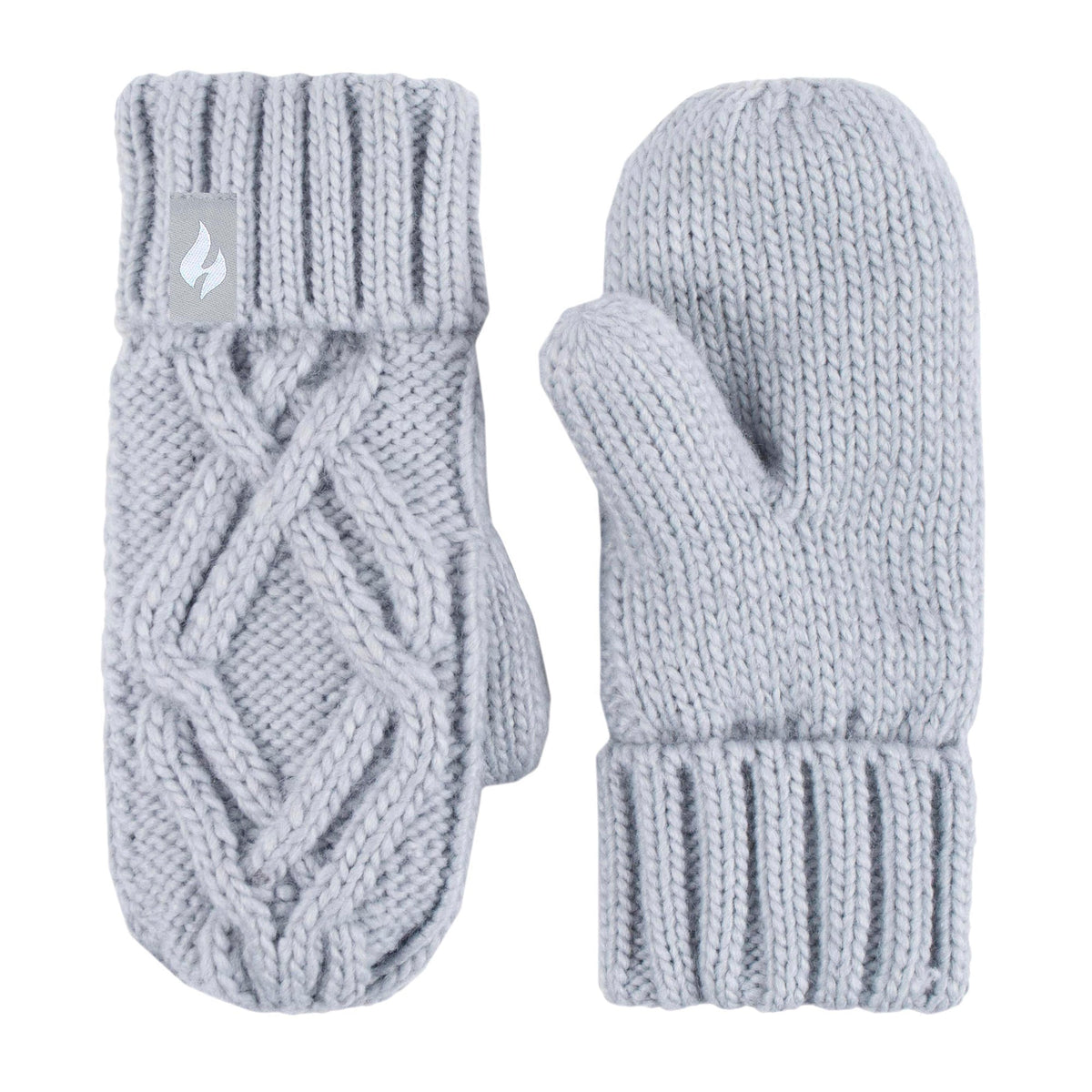 Girls Cable Knitted Design Trapper Hat & Mittens Set