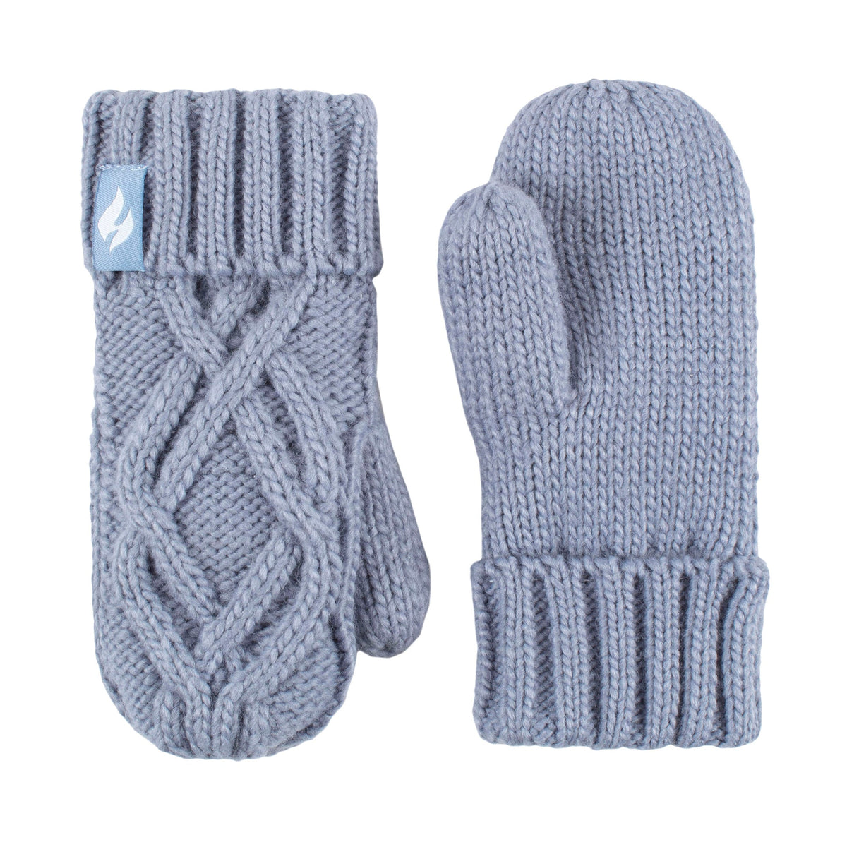Girls Cable Knitted Design Trapper Hat & Mittens Set