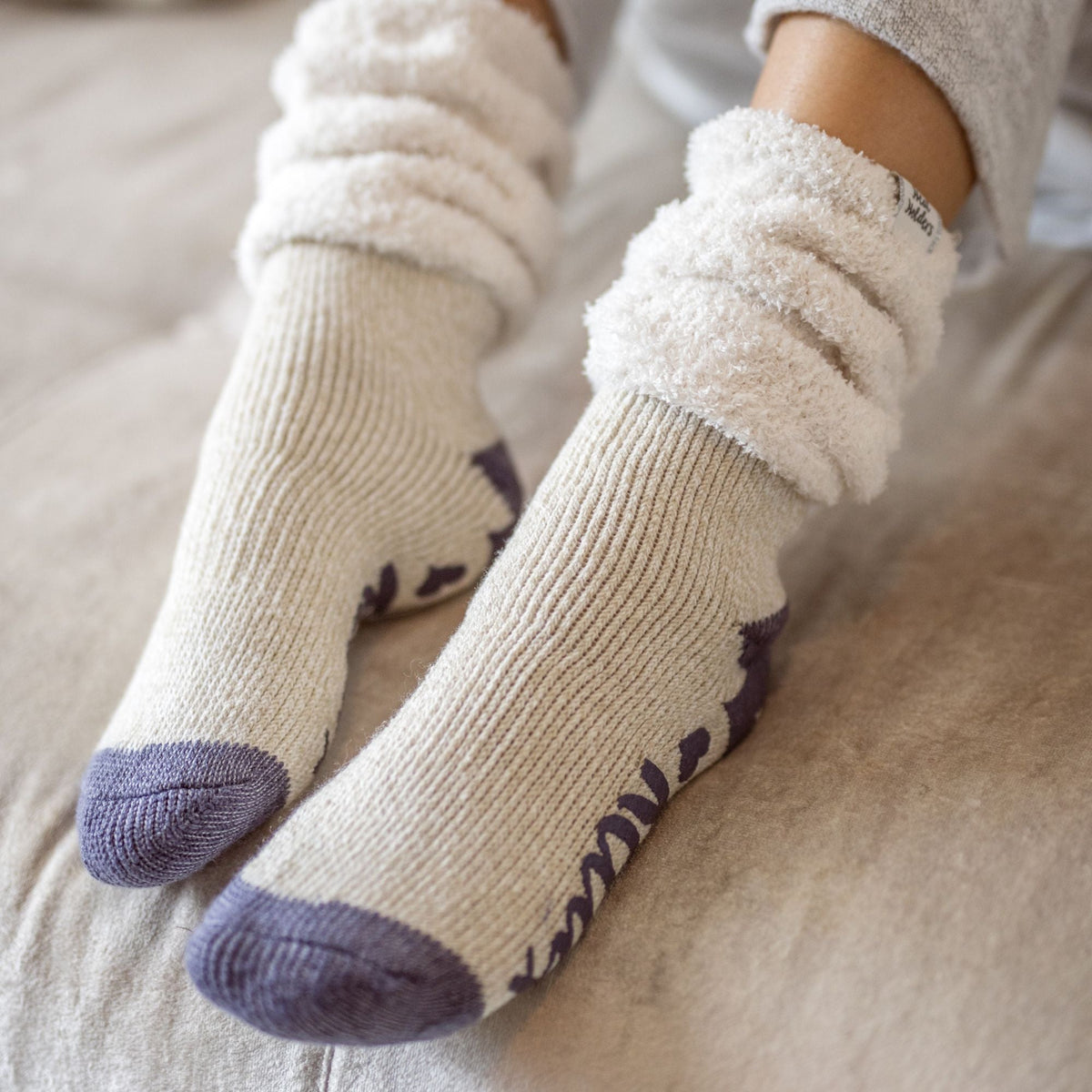 Ladies Fluffy Slouch Top Non Slip Thermal Bed Socks