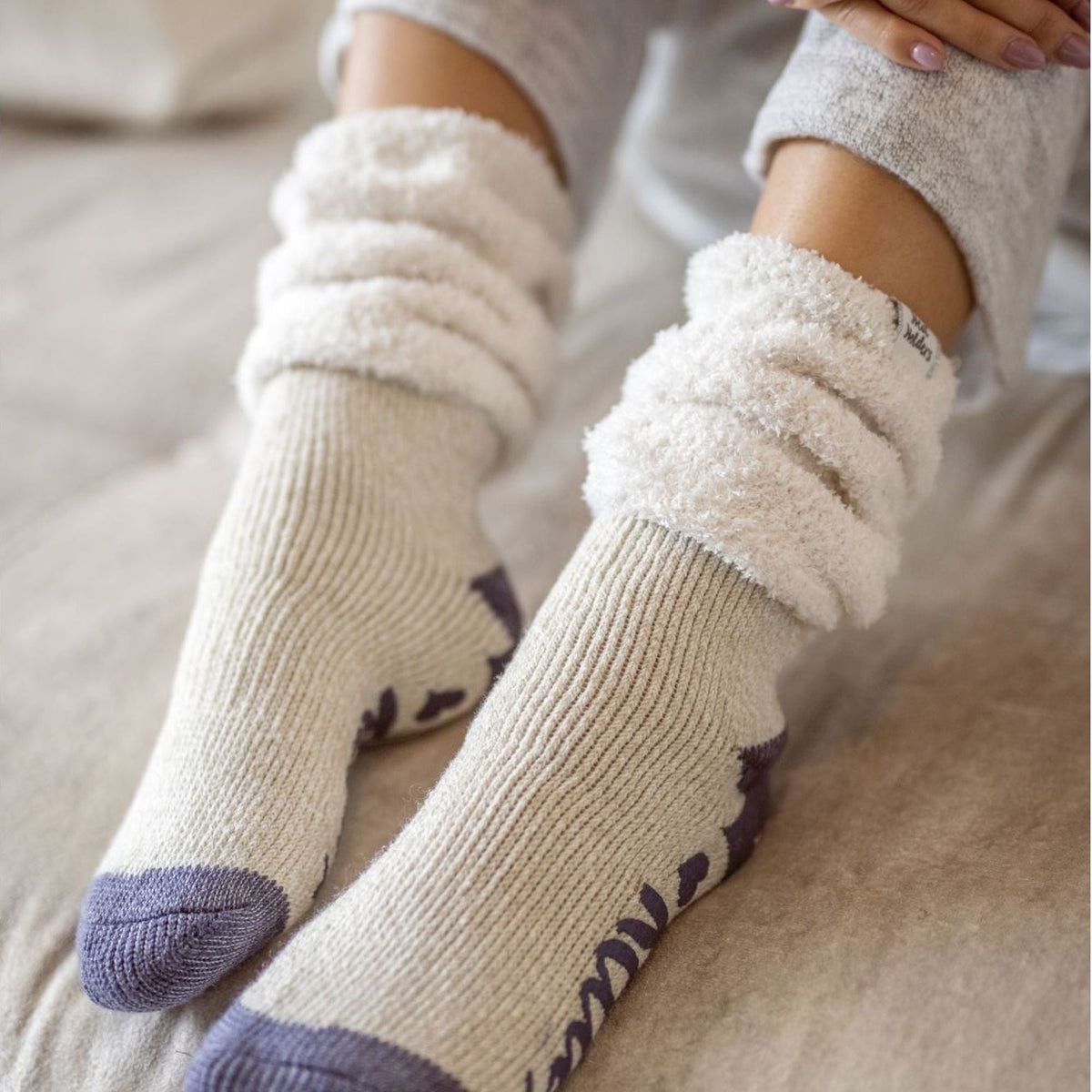 Ladies Fluffy Slouch Top Non Slip Thermal Bed Socks