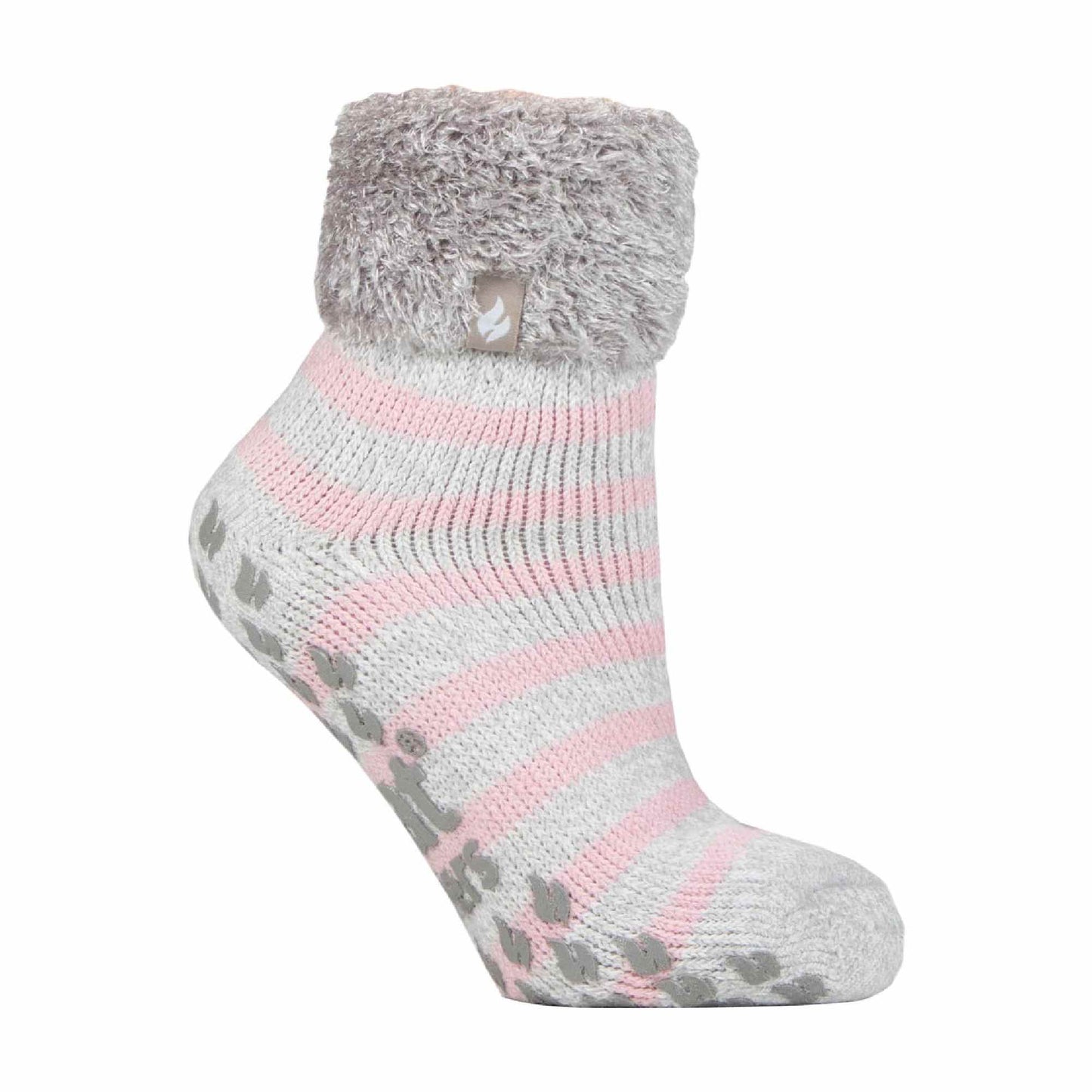 Ladies Non Slip Thermal Low Cut Ankle Slipper Bed Socks with Grips
