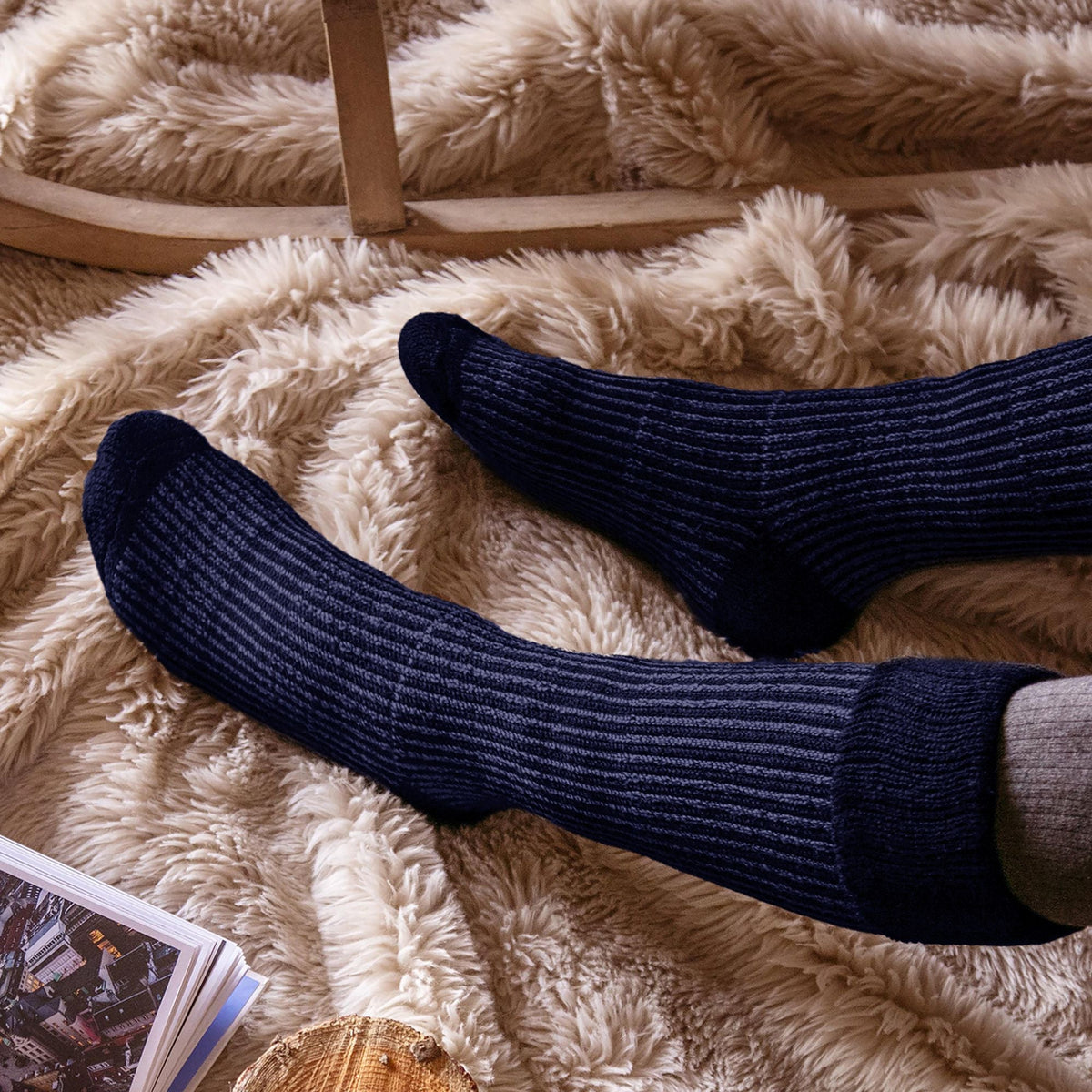 Mens Thick Winter Warm Knee High Ribbed Thermal Boot Socks