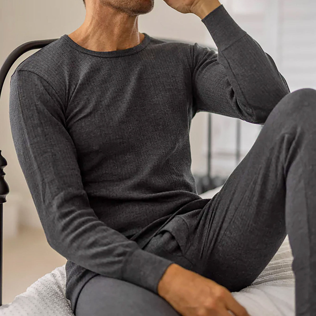 Mens Cotton Thermal Underwear Long Sleeve Top