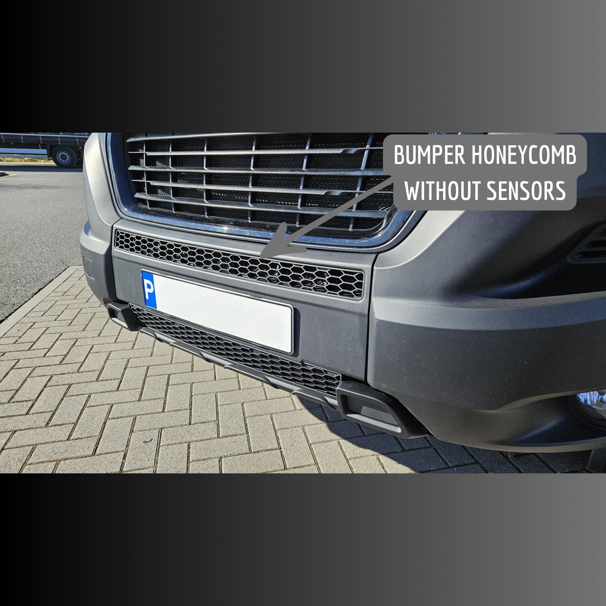 For Peugeot Boxer Bumper Honeycomb Grille | Matte Black Front Styling Upgrade | Non Parking Sensor Version | Van-X