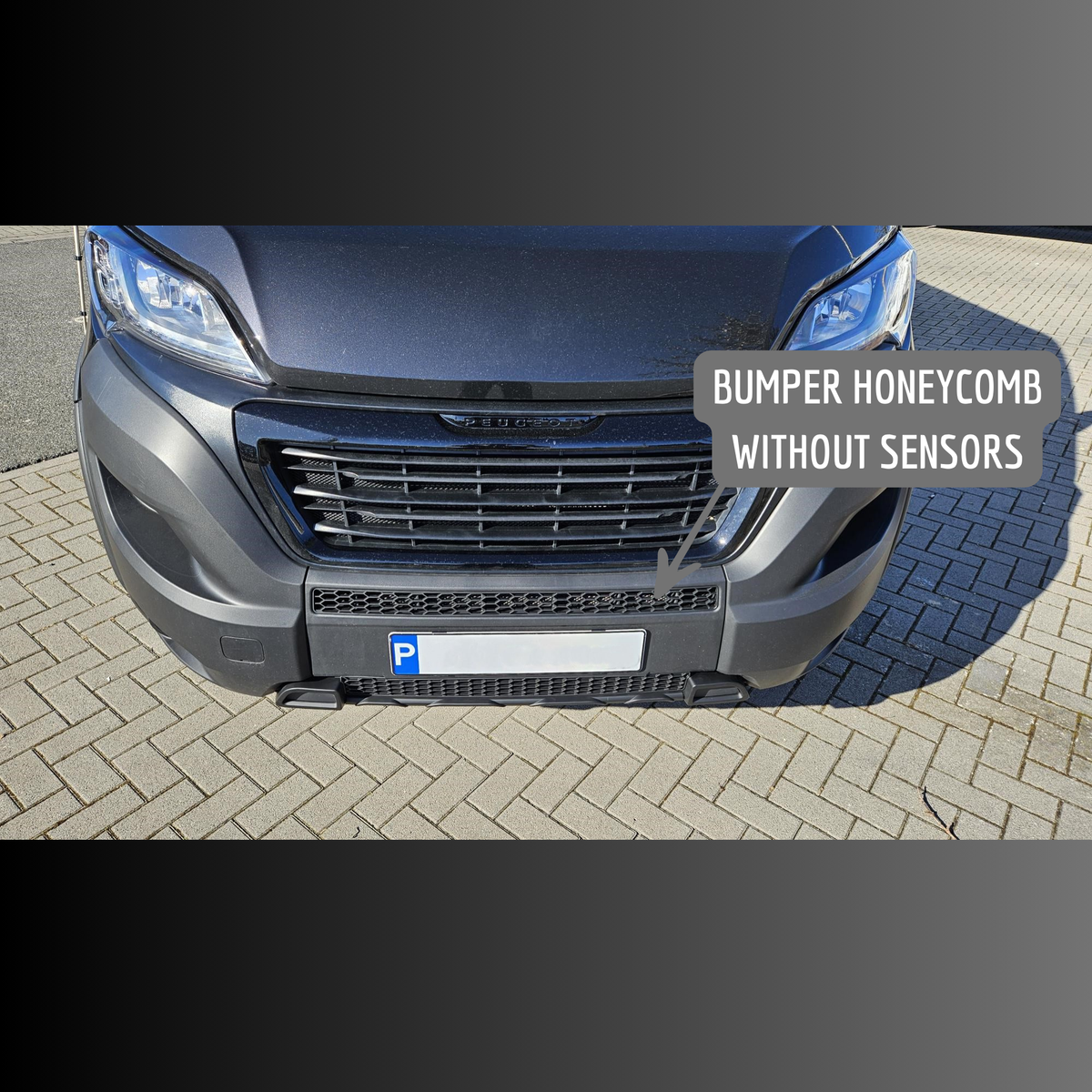 For Citroën Relay Bumper Honeycomb Grille | Matte Black Front Styling Upgrade | Non Parking Sensor Version | Van-X
