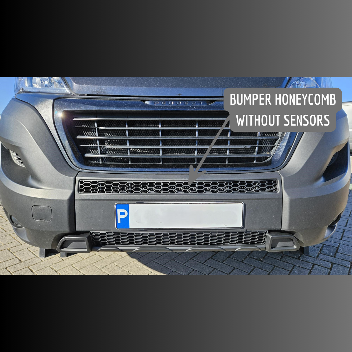 For Fiat Ducato Bumper Honeycomb Grille | Matte Black Front Styling Upgrade | Non Parking Sensor Version | Van-X