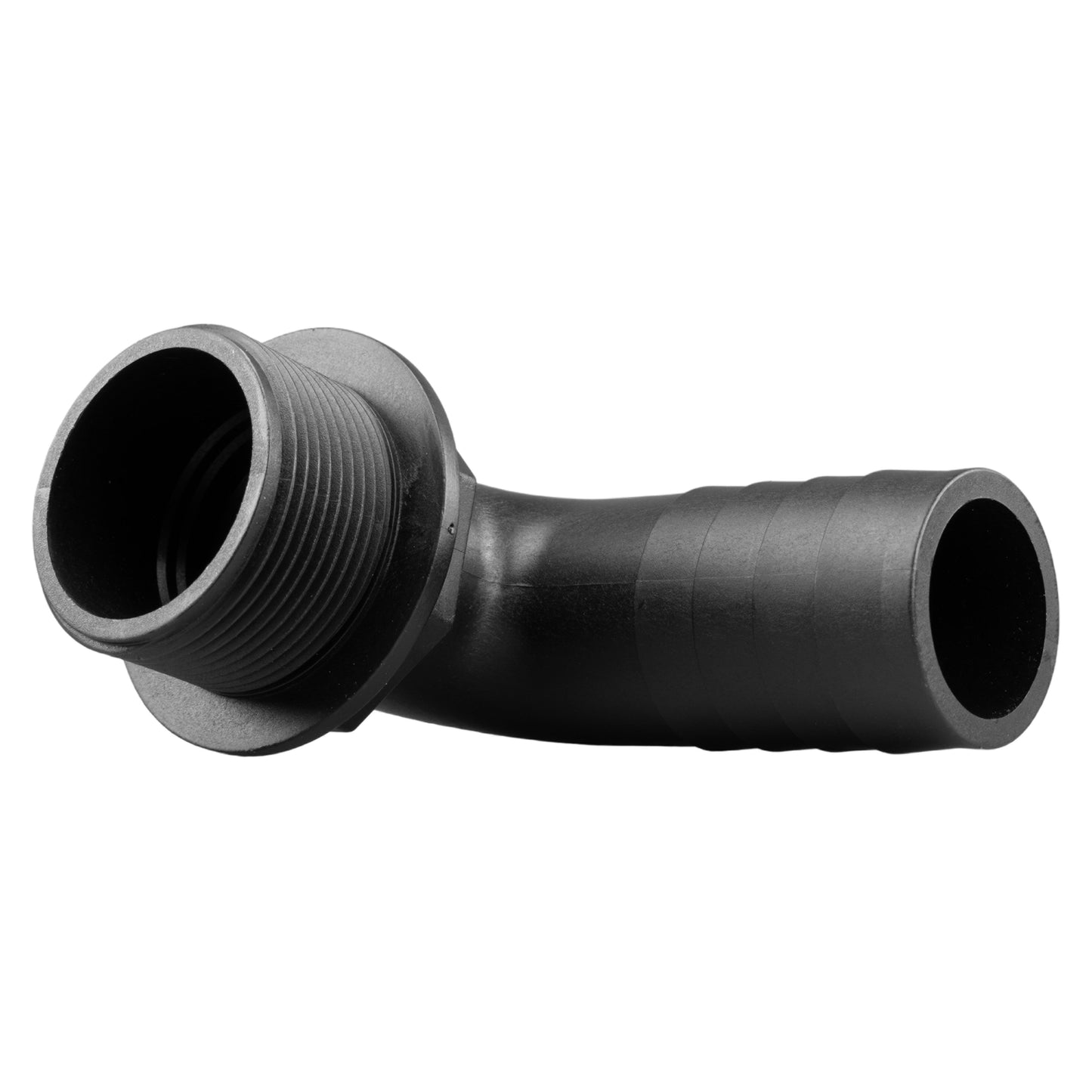 Tank Connector 90 Degree with Washer and Nut 3/4inBSPM - 3/4in Barb