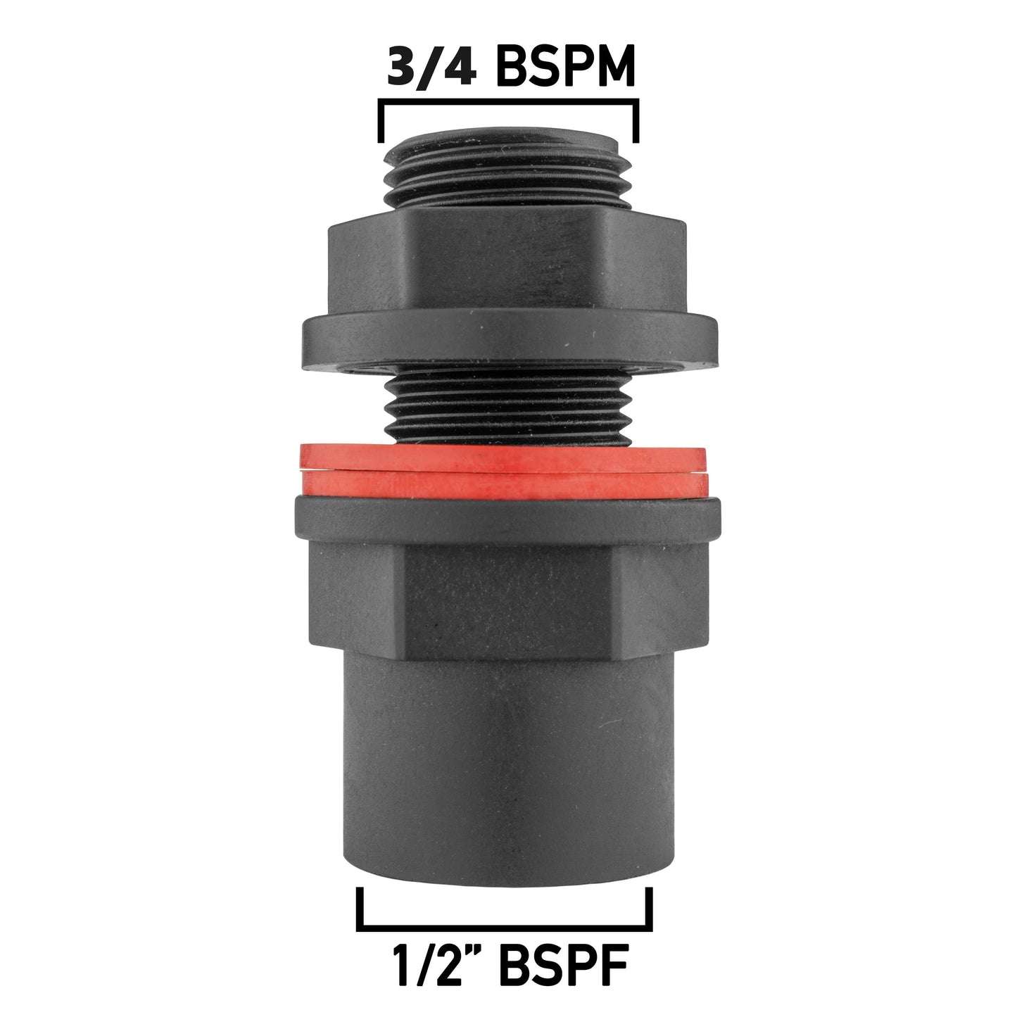 Water Butt 3/4in BSP Male With 1/2in BSP Female Outlet for Hose Connector Set