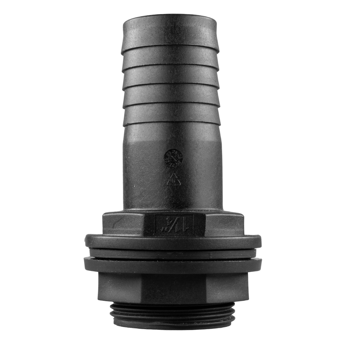 Tank Connector with Washer and Nut 1/2in BSPM - 1/2in Barb and Drill Bit