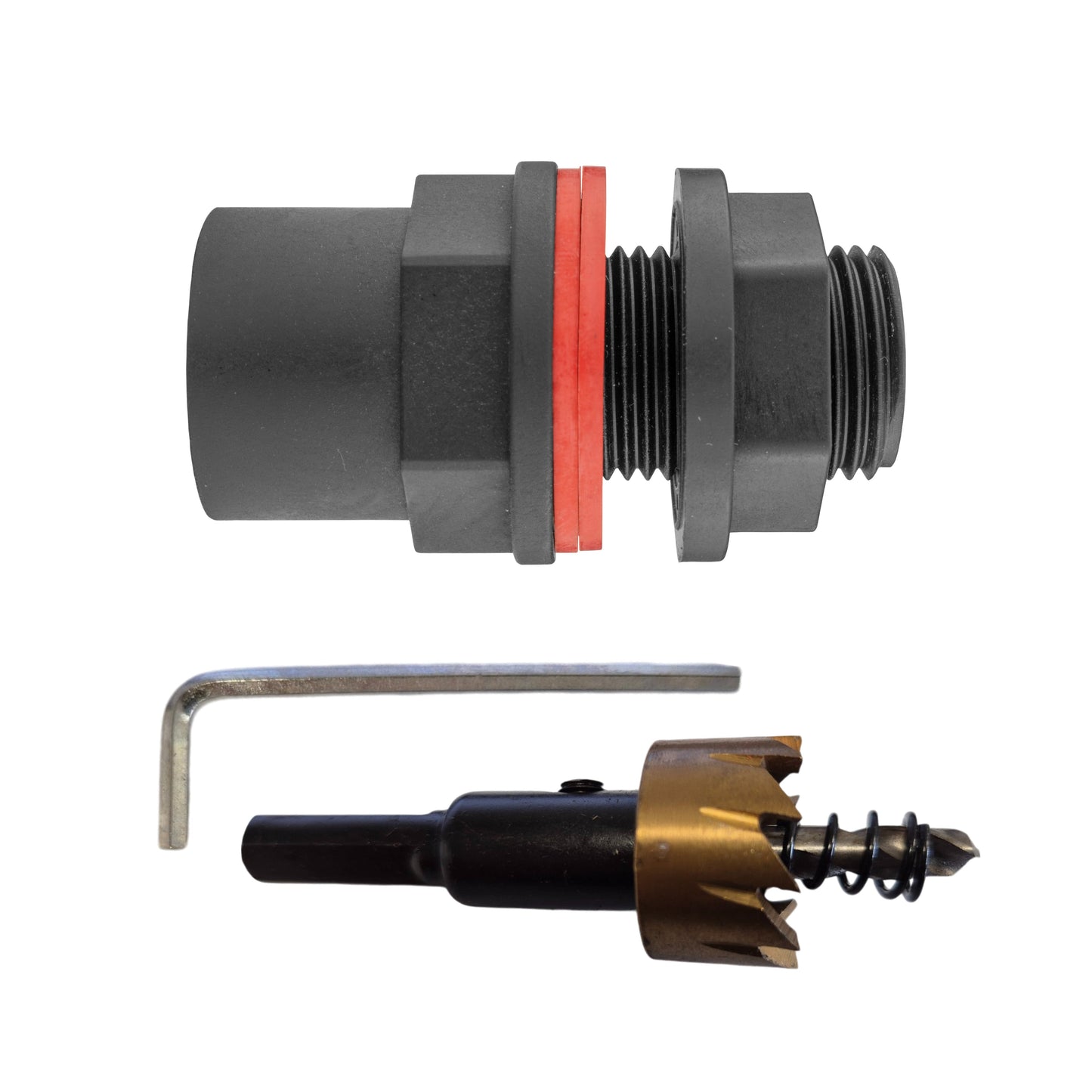 Water Butt 1/2in BSP Male With Female Outlet and Drill Bit for Hose Pipe Fitting