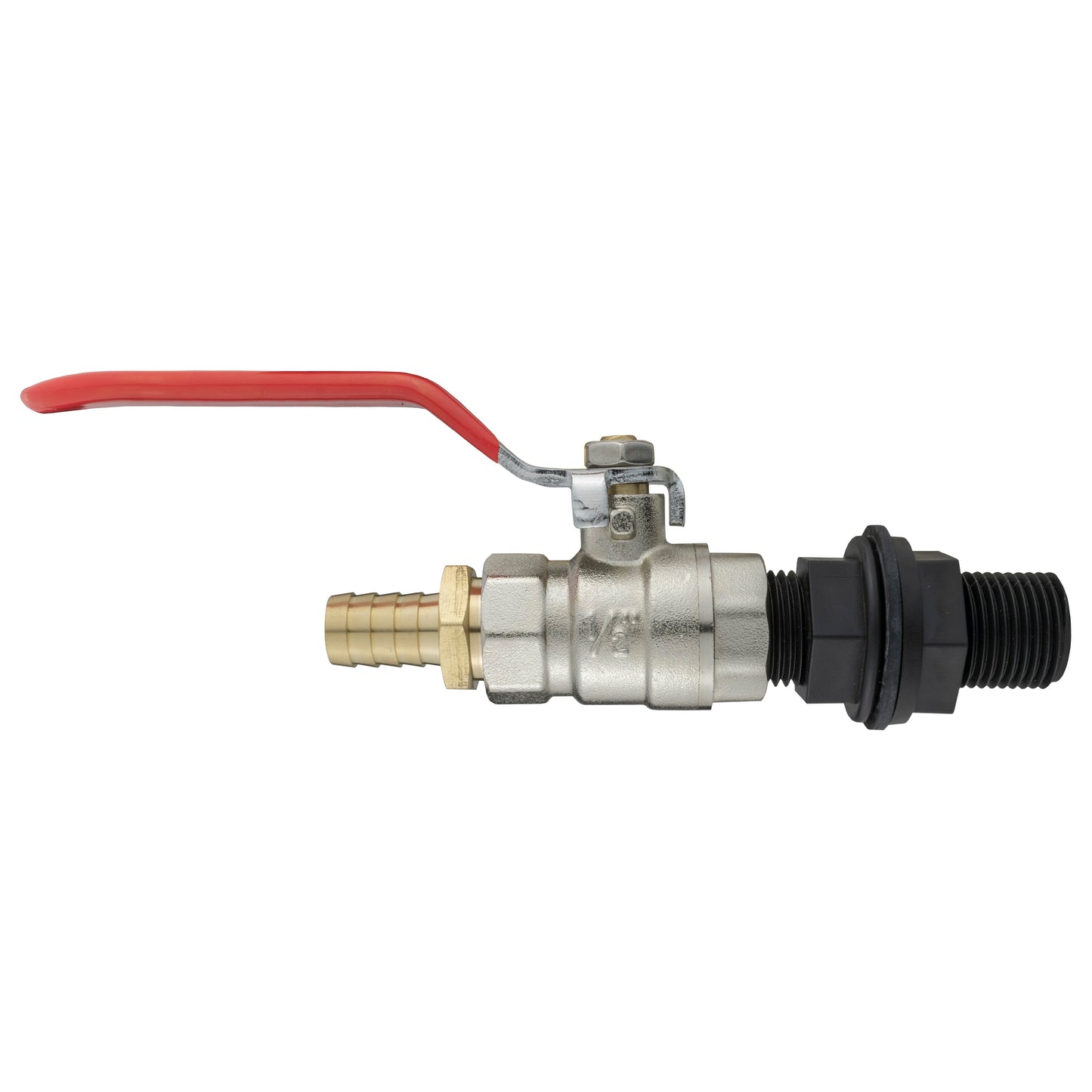 Water Butt Kit 1/2 BSP with Lever Valve and 13mm Brass Barb for Garden Hose Pipe