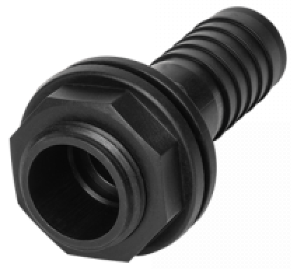 Tank Connector with Washer and Nut 1/2in BSPM - 1/2in Barb and Drill Bit
