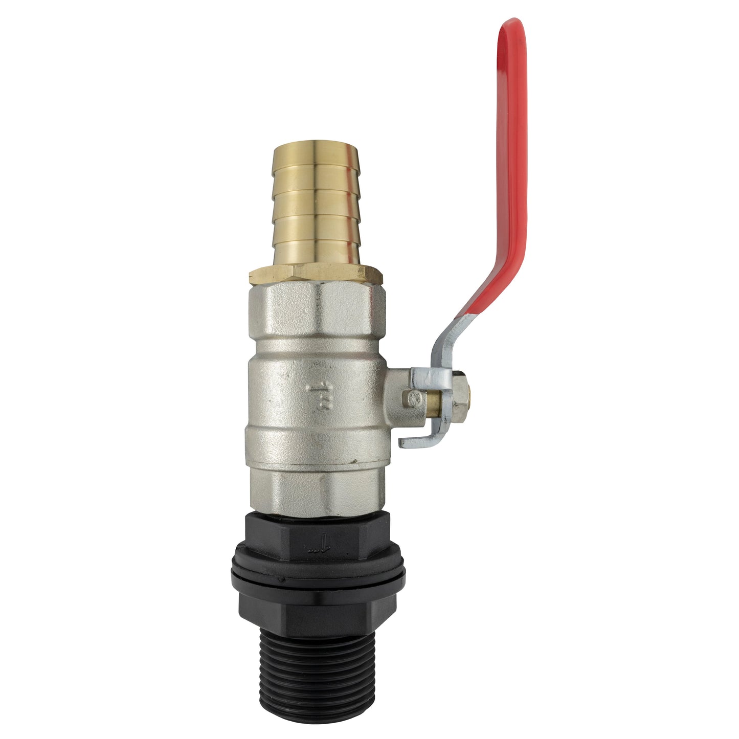 Water Butt Kit 1 BSP with Lever Valve and 25mm Brass Barb for Hose Connector Set